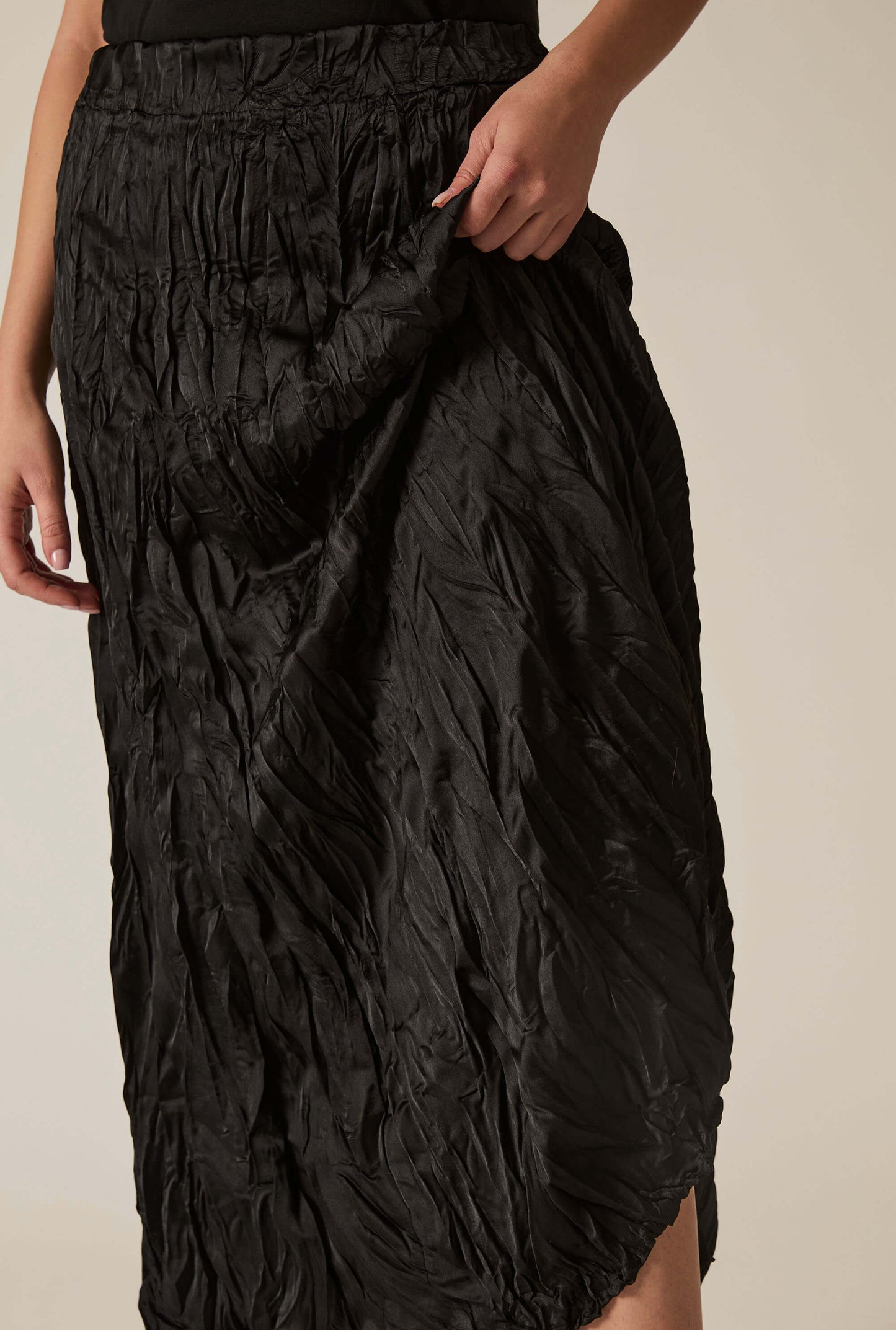 Black Crinkled Maxi Skirt
