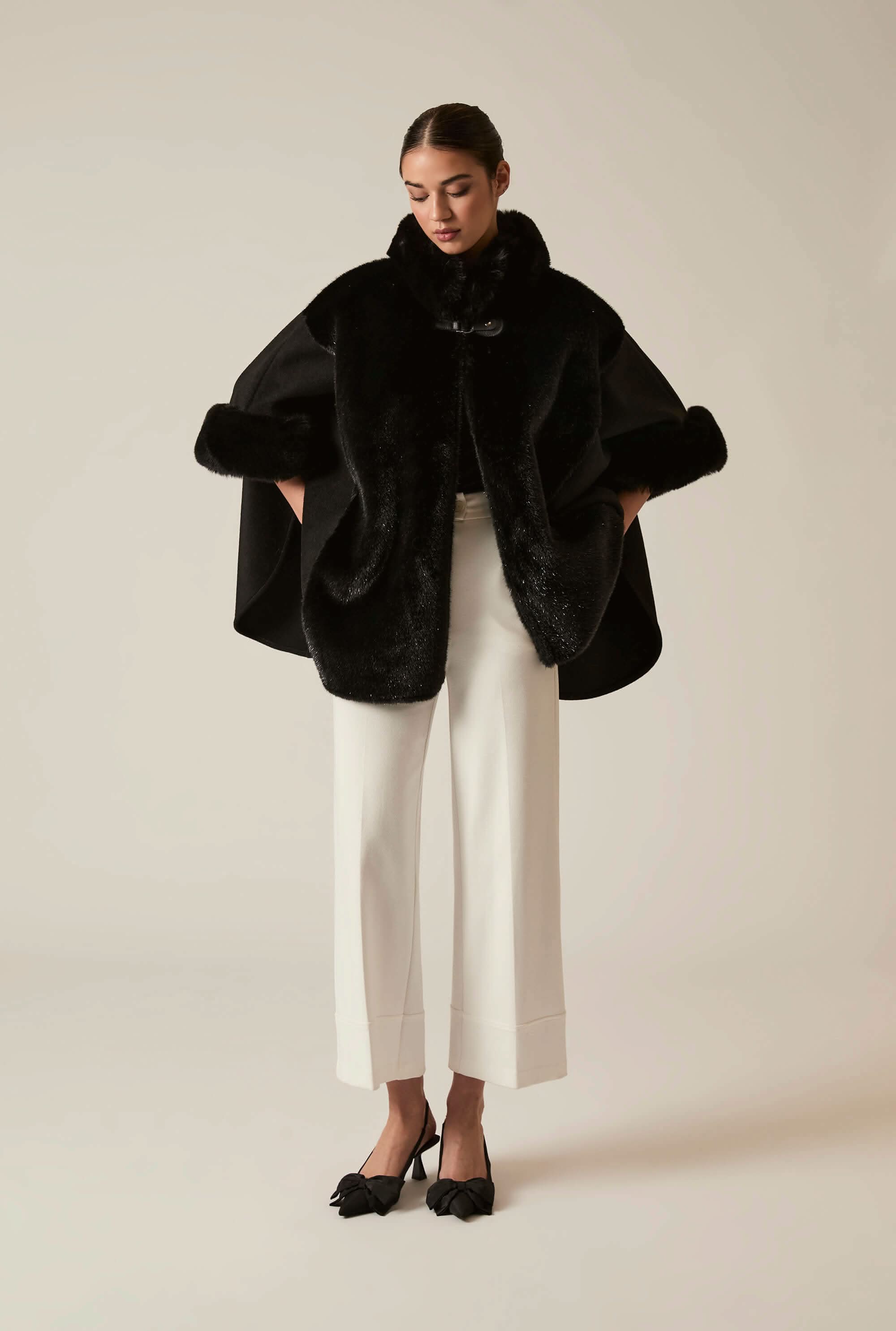 Black Faux Fur Cape – James Lakeland