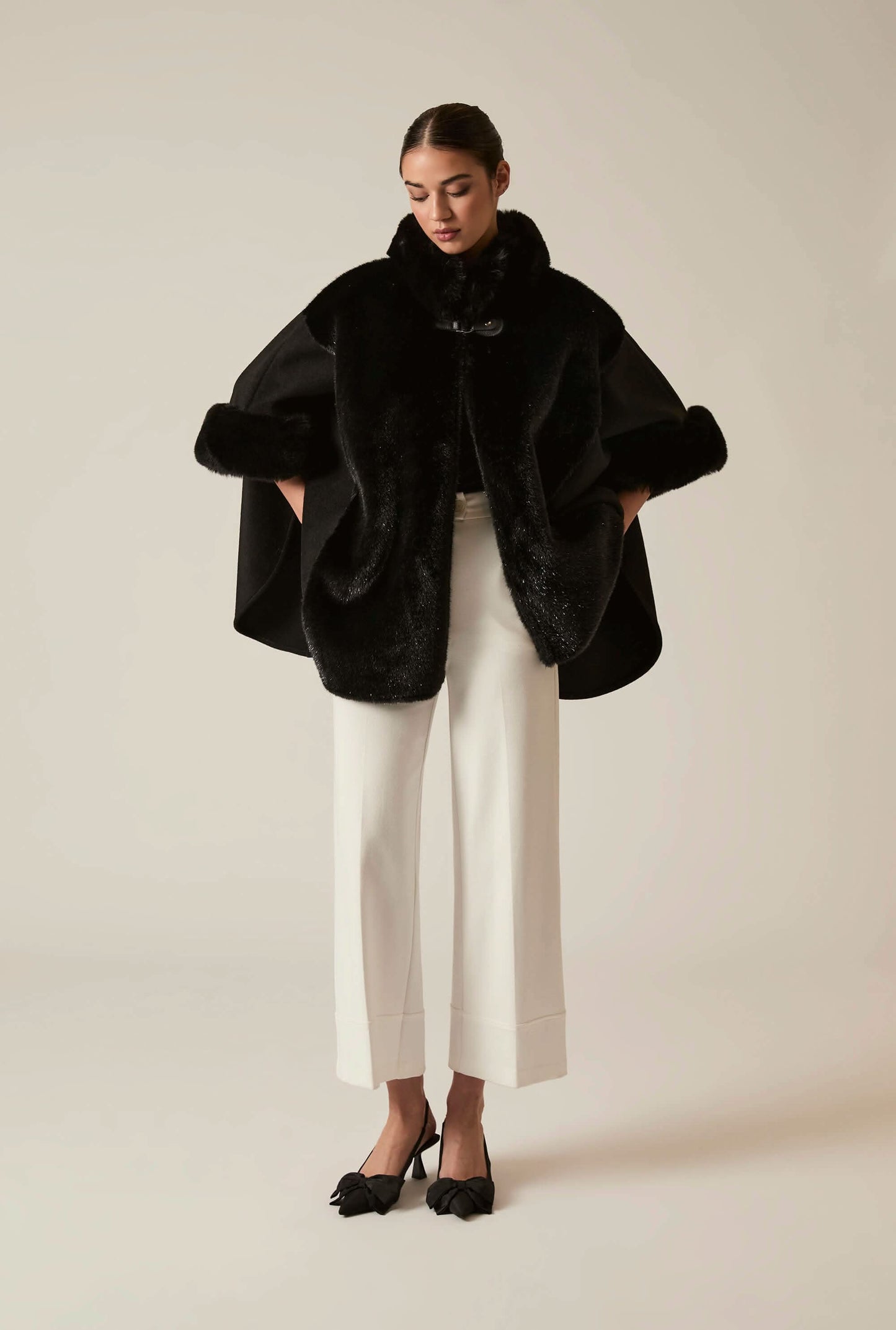 Black Faux Fur Cape