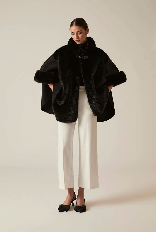 Black Faux Fur Cape