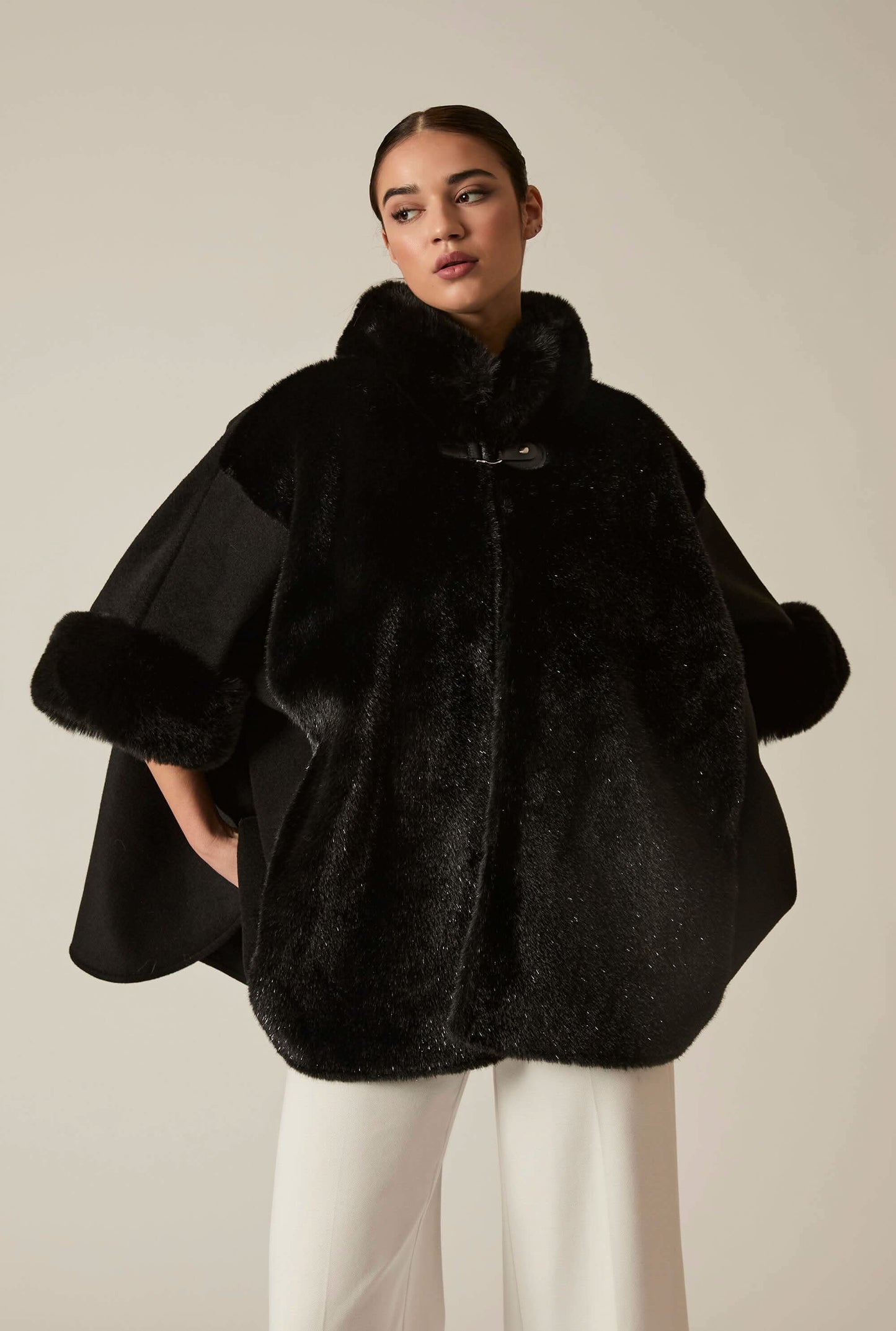Black Faux Fur Cape