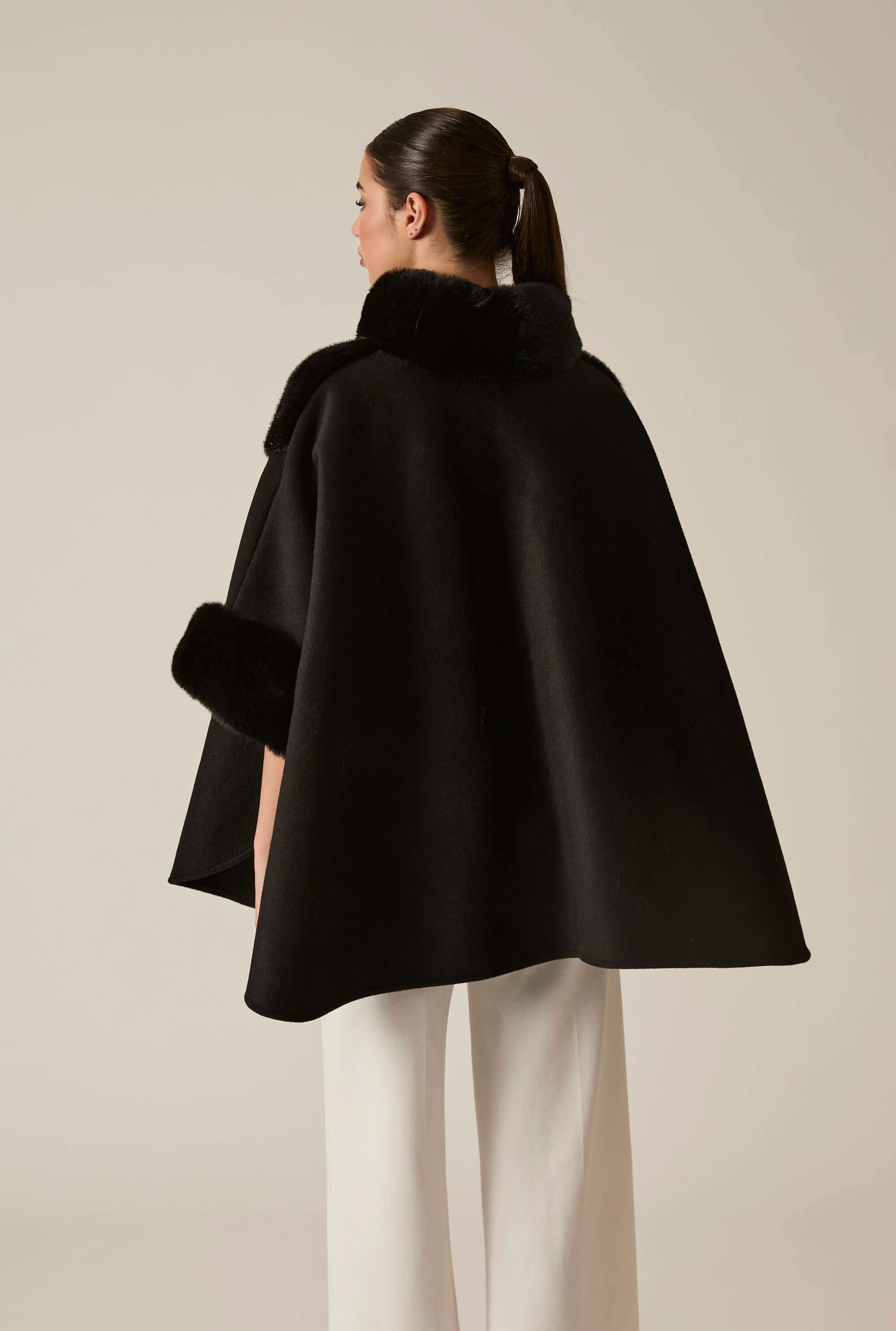 Black Faux Fur Cape – James Lakeland