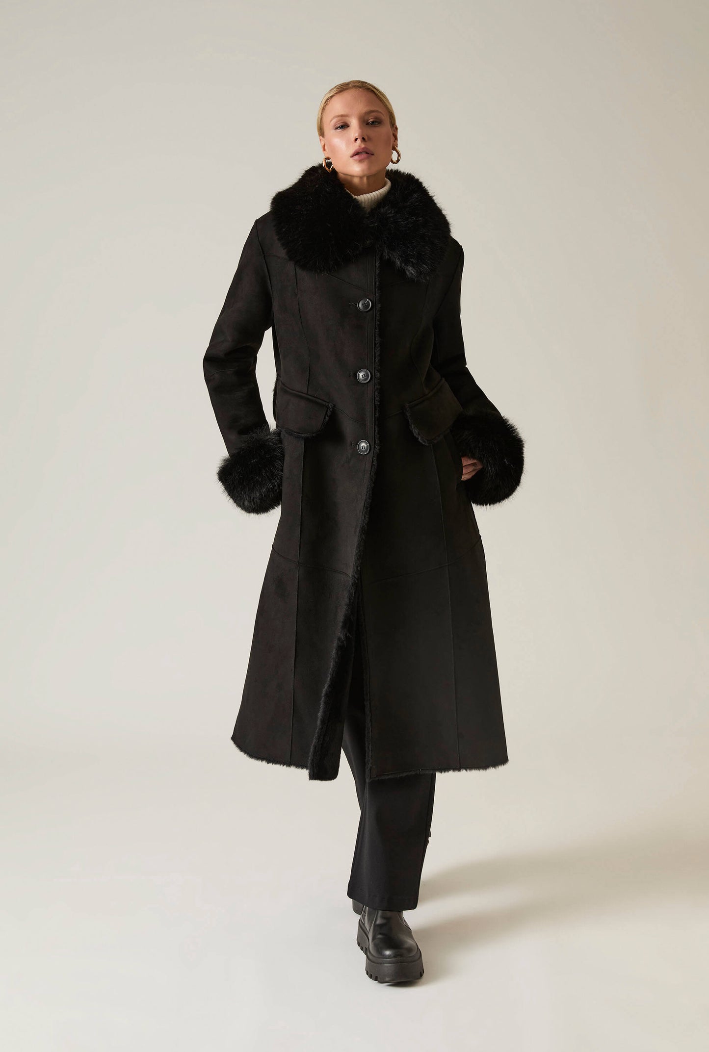 Black Faux Fur Coat