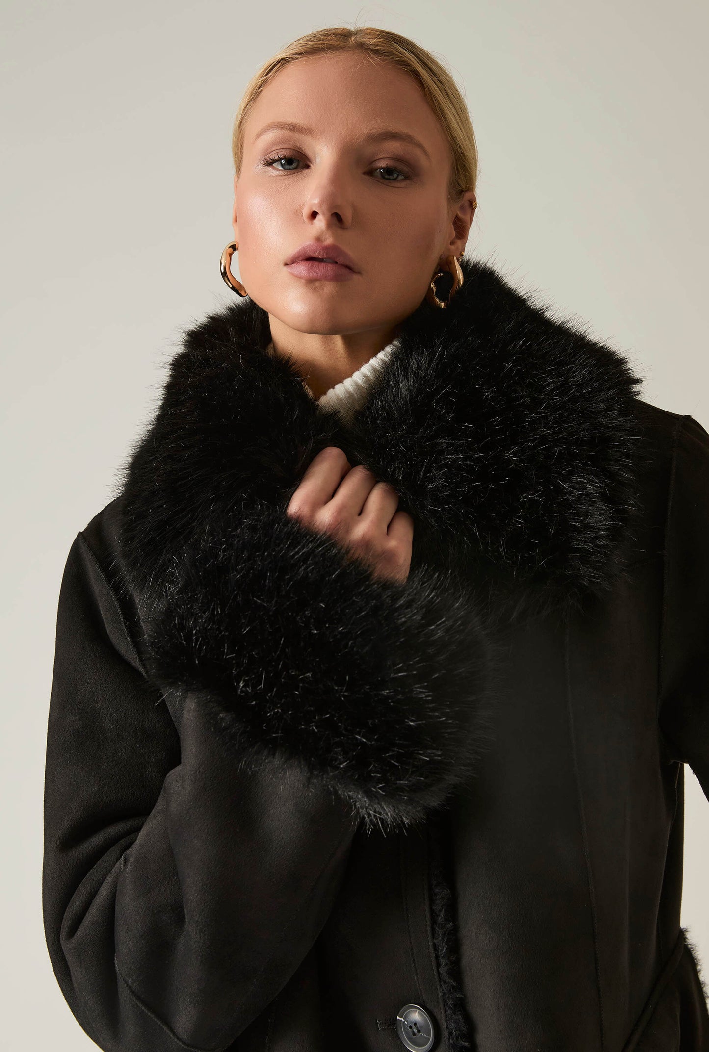 Black Faux Fur Coat