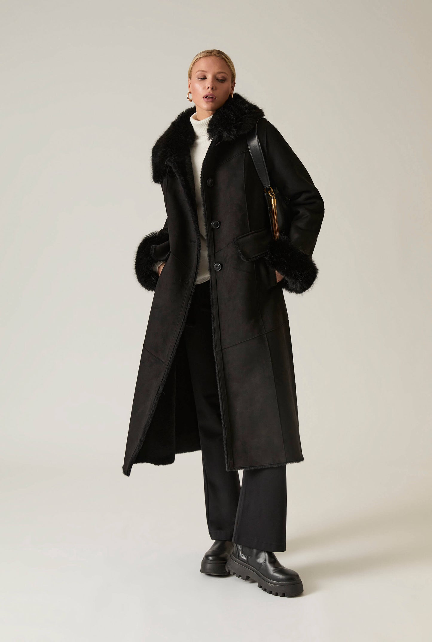 Black Faux Fur Coat