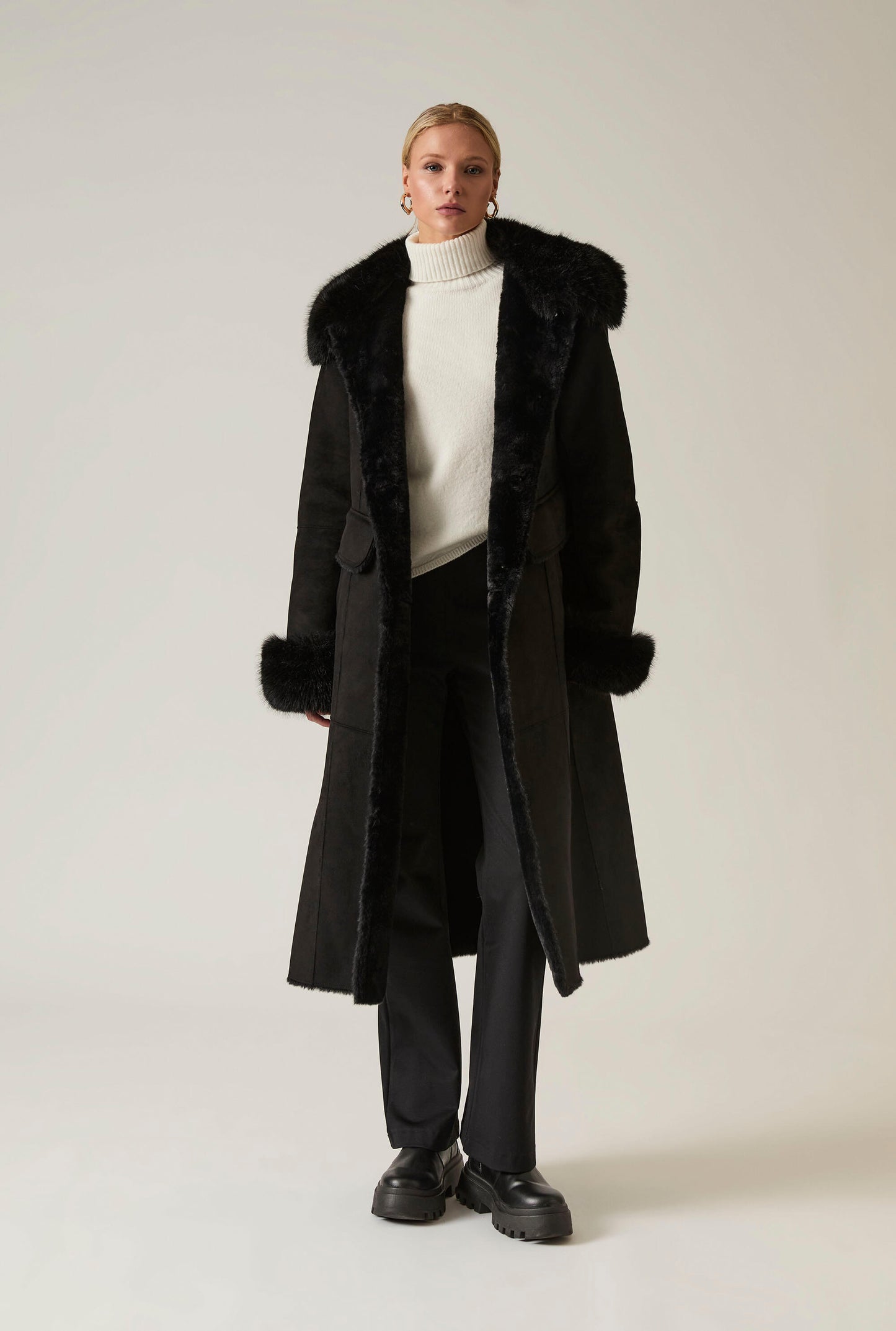 Black Faux Fur Coat
