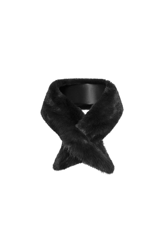 Black Faux Fur Loop-Through Scarf