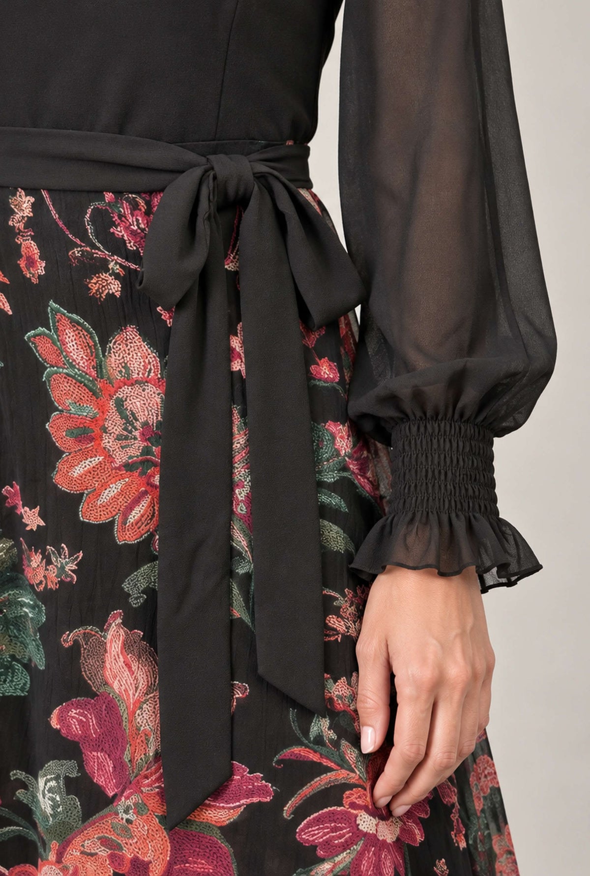 Black Floral Midi Dress