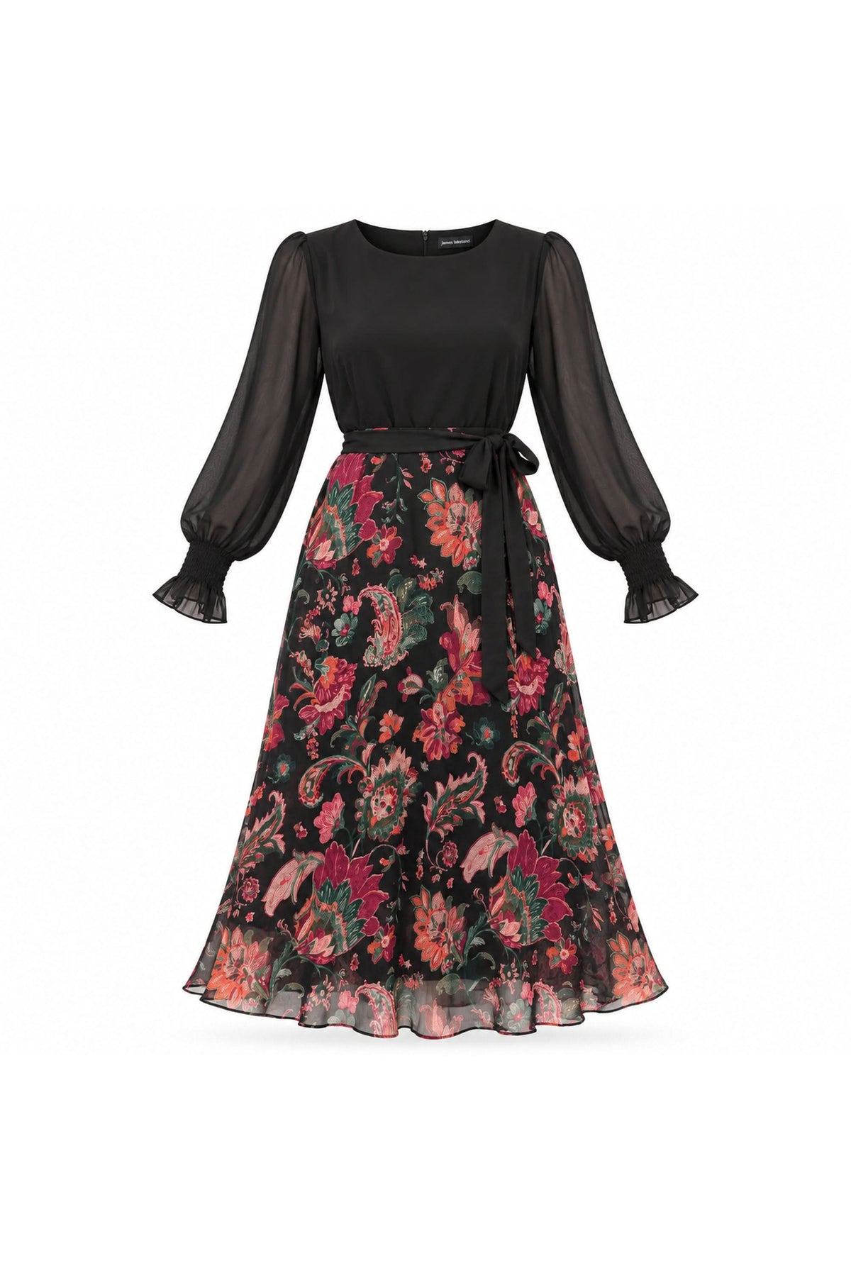 Black Floral Midi Dress