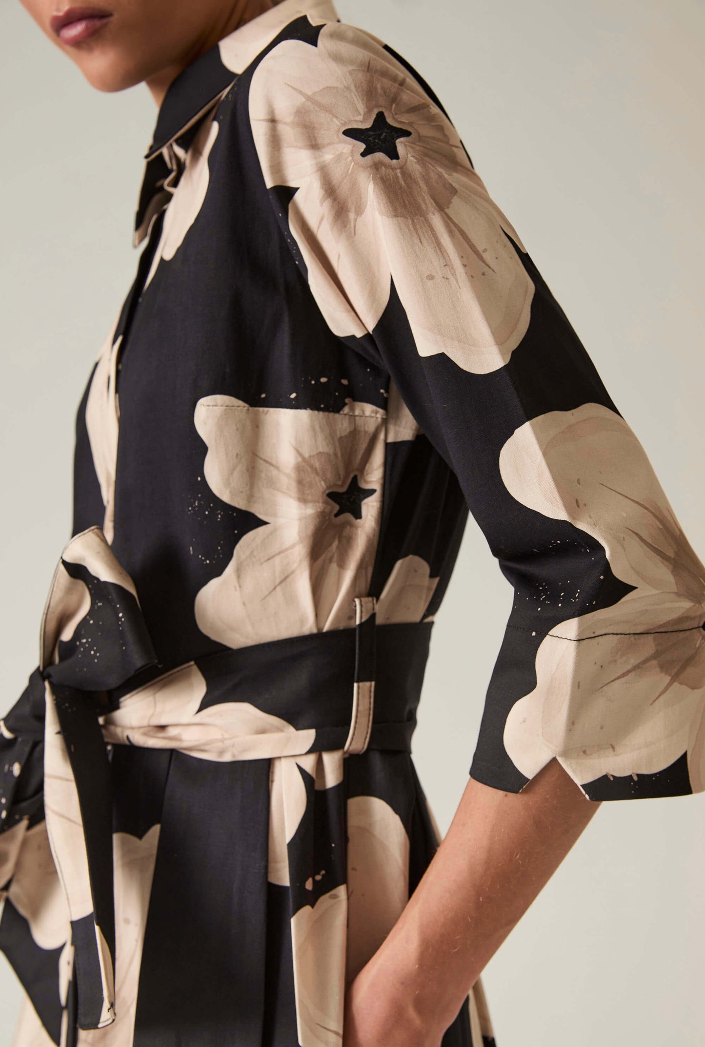 Black Flower Cotton Dress