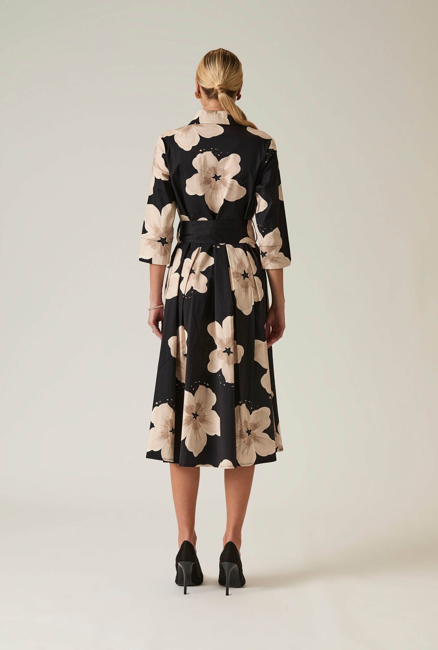 Black Flower Cotton Dress