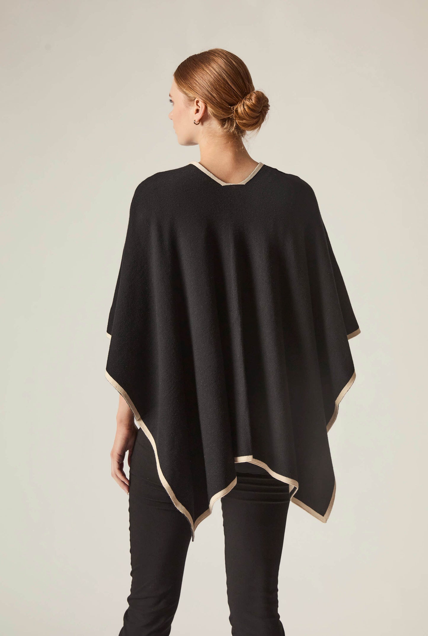 Black Front Knot Poncho