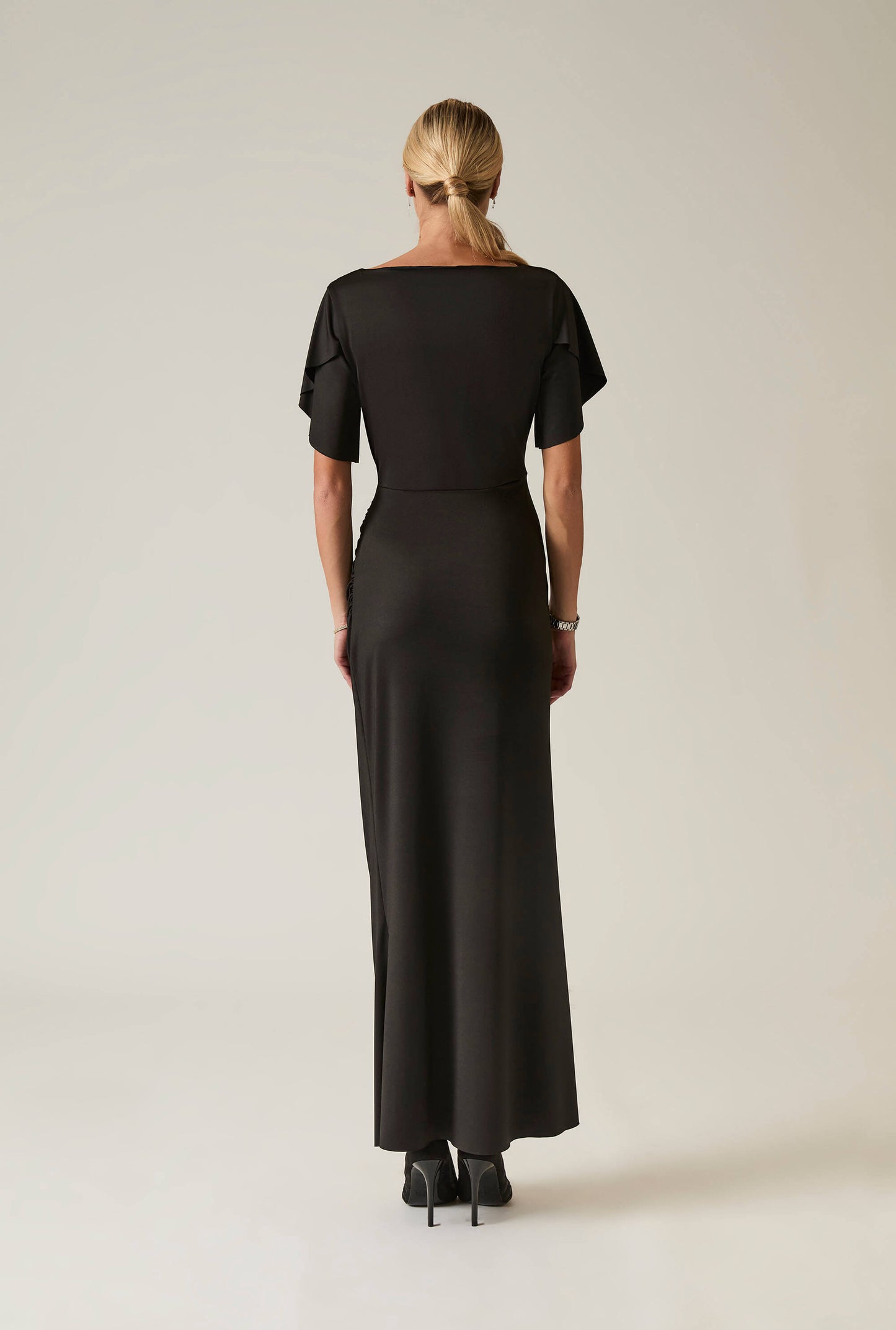 Black Gathered Maxi Dress