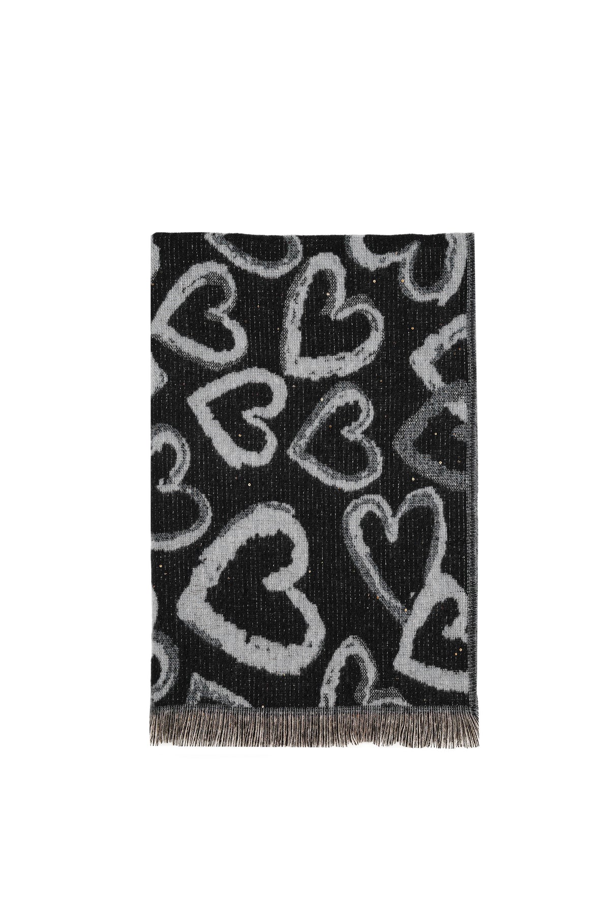 Black Heart Print Scarf