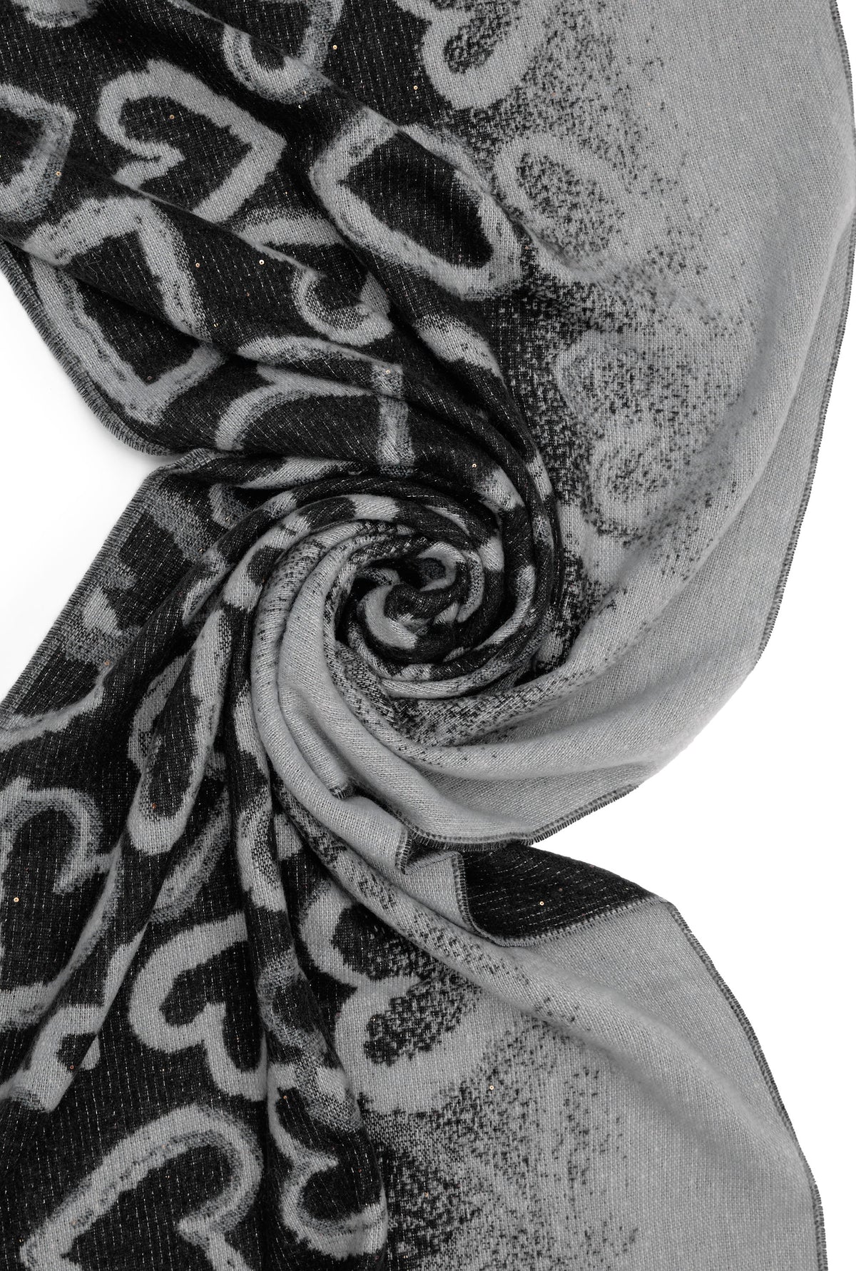 Black Heart Print Scarf