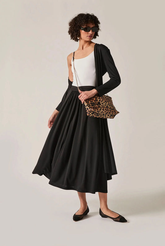 Black Jersey Midi Skirt