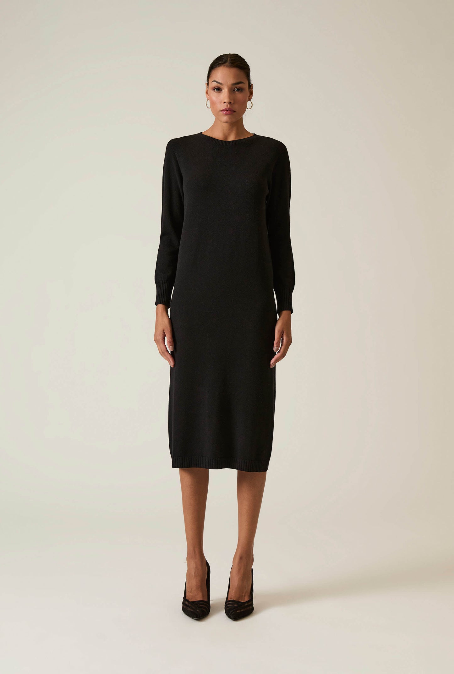 Black Knitted Midi Dress