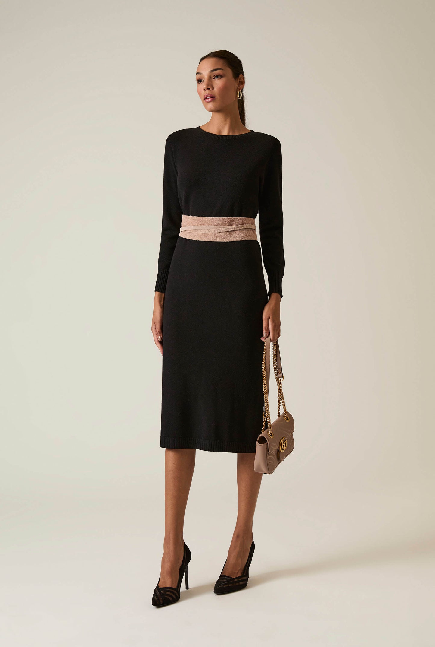 Black Knitted Midi Dress