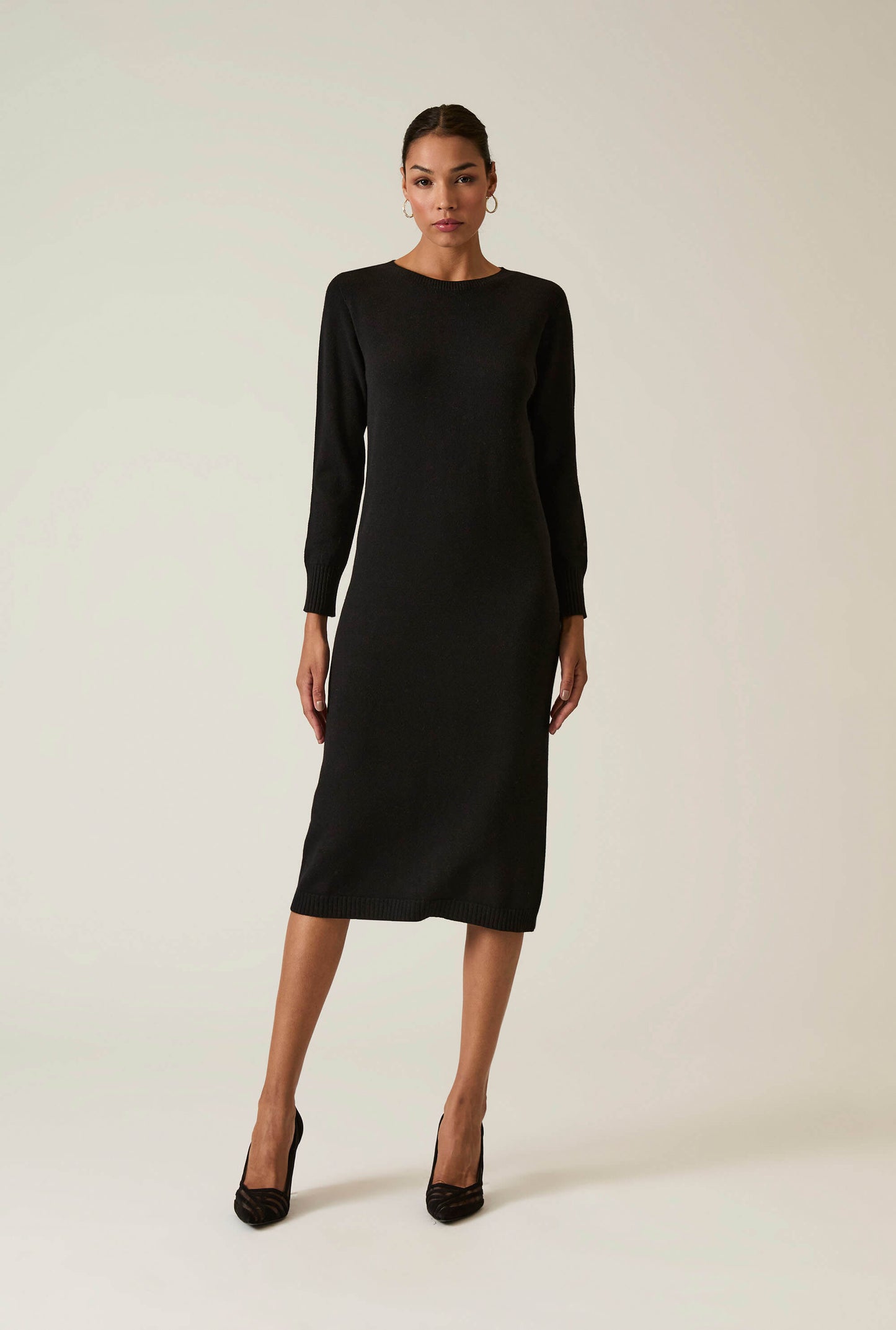 Black Knitted Midi Dress