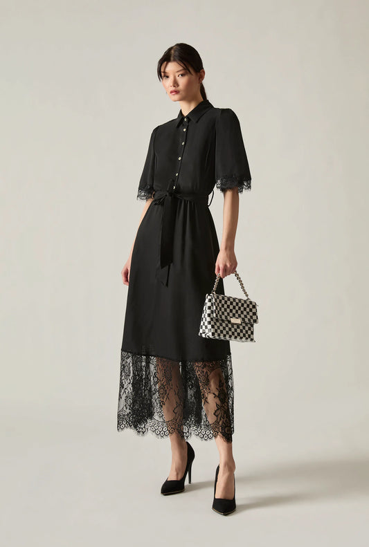 Black Lace Hem Dress