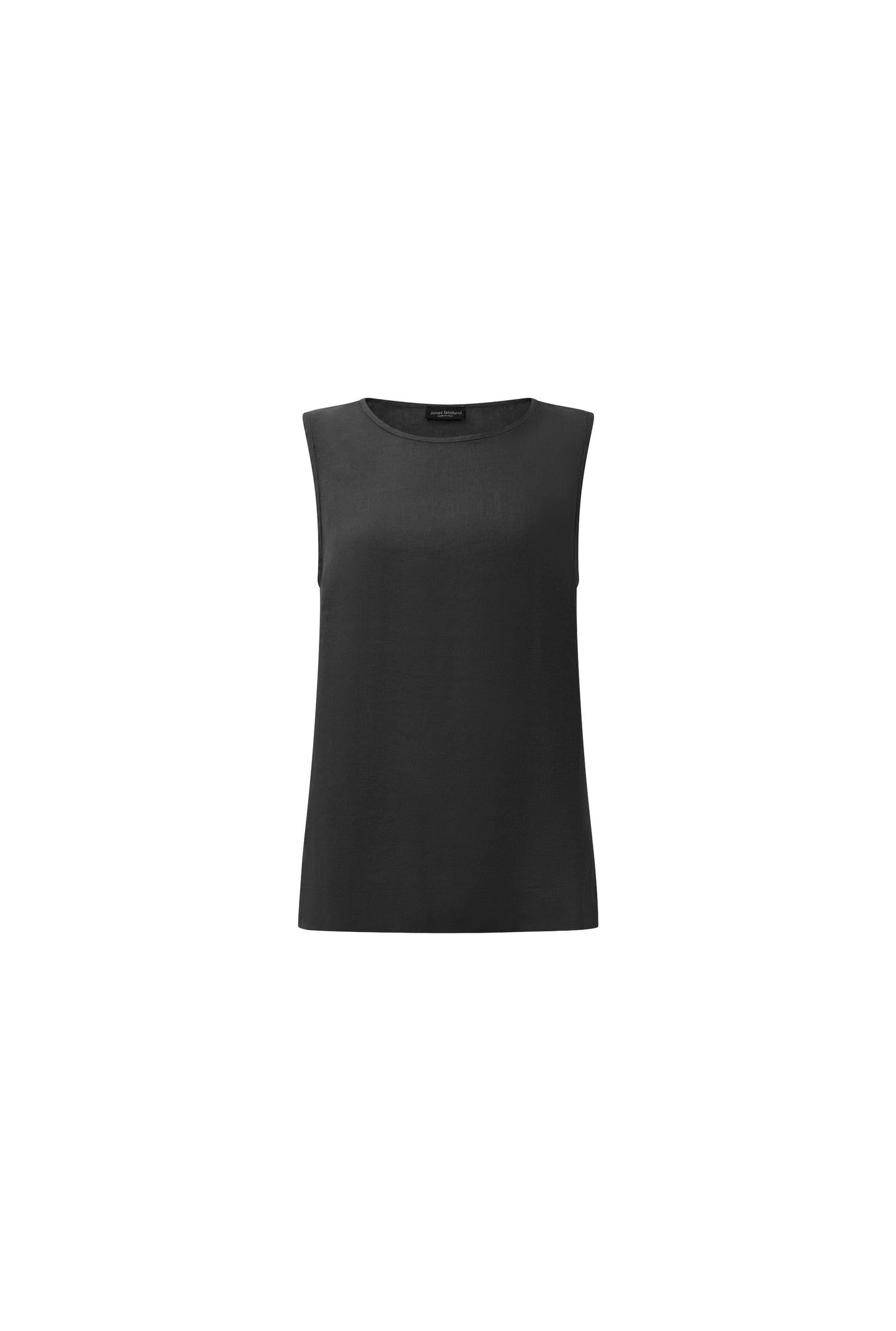 Black Linen Blend Sleeveless Button-Back Top