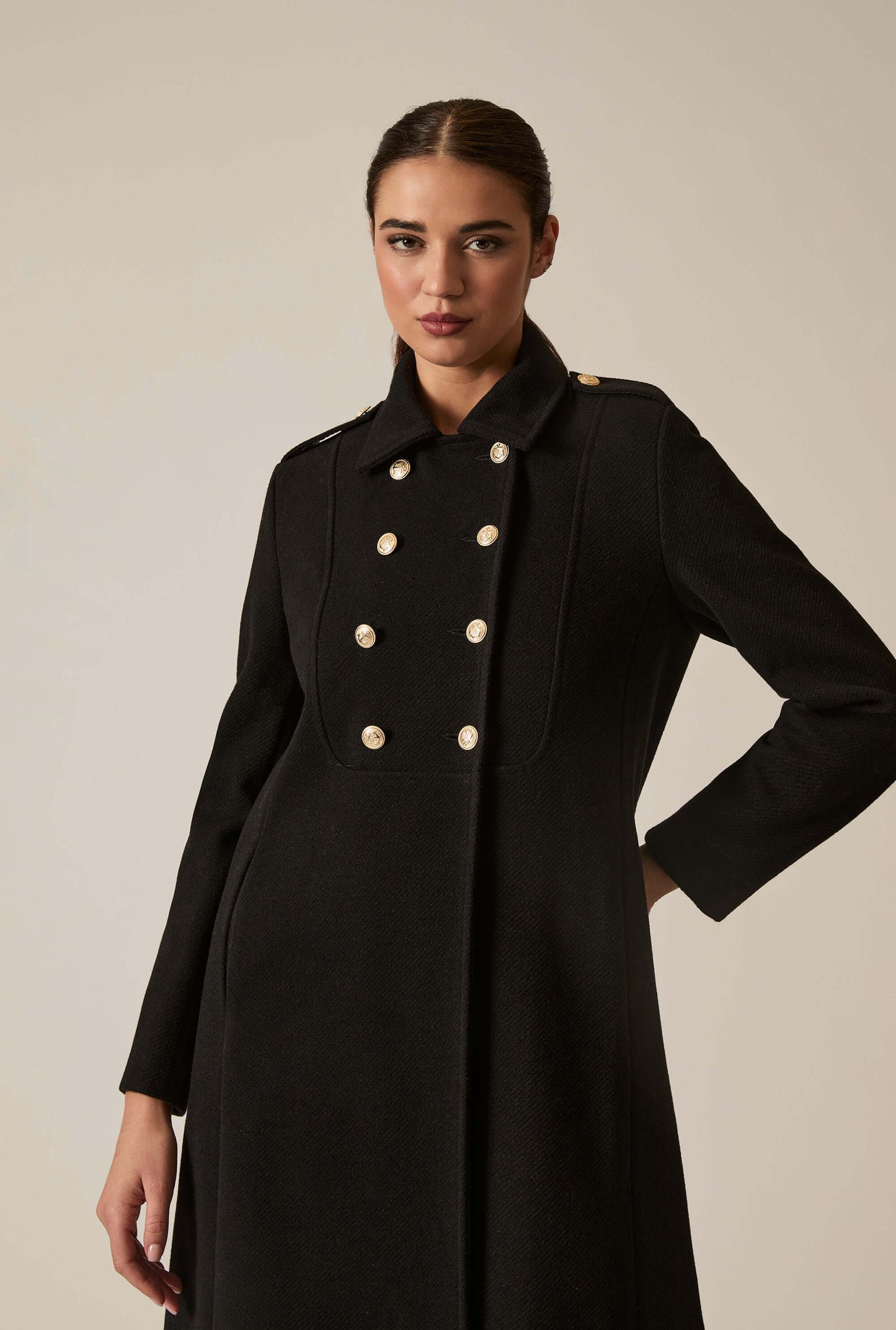 Black Long Military Coat