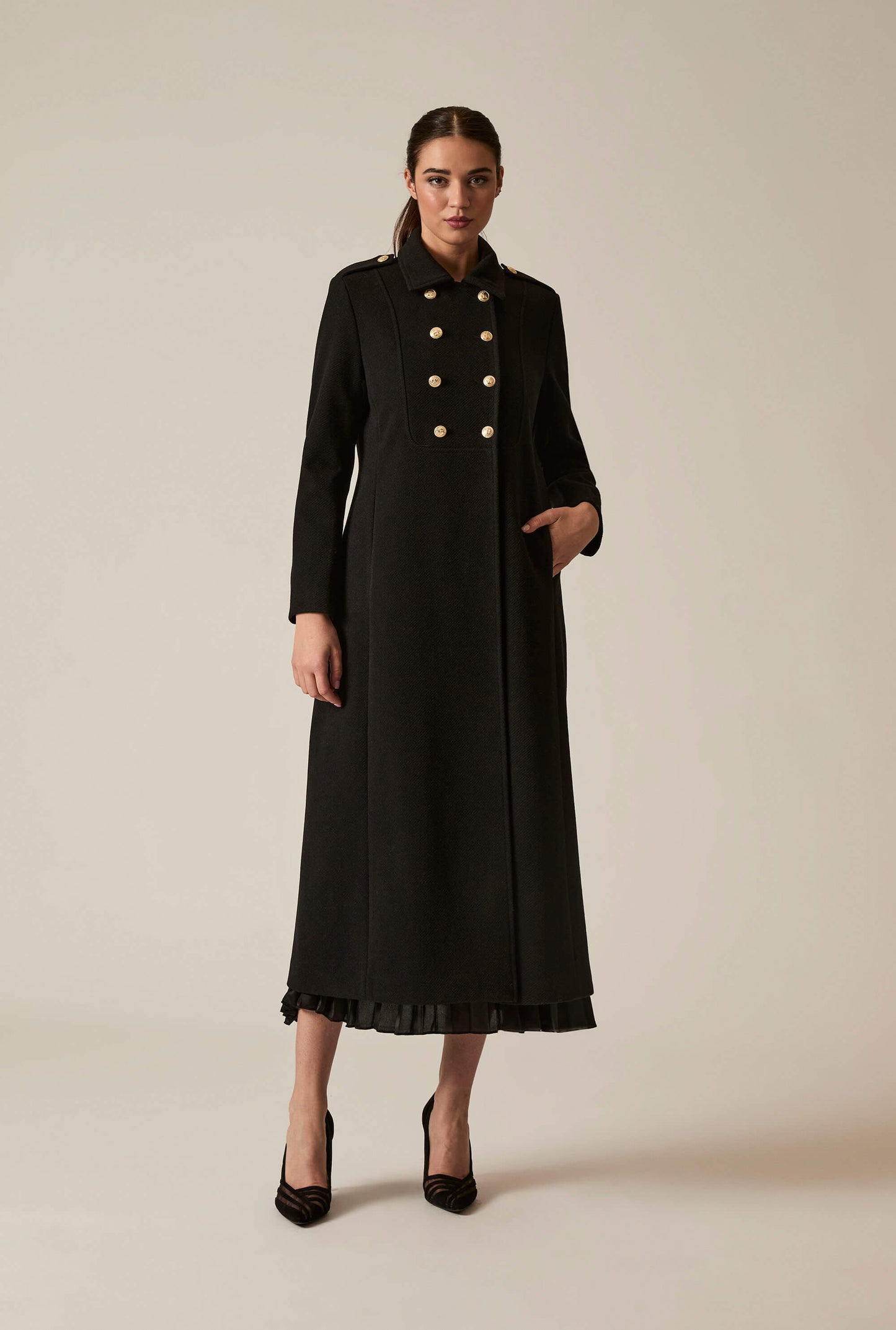 Black Long Military Coat