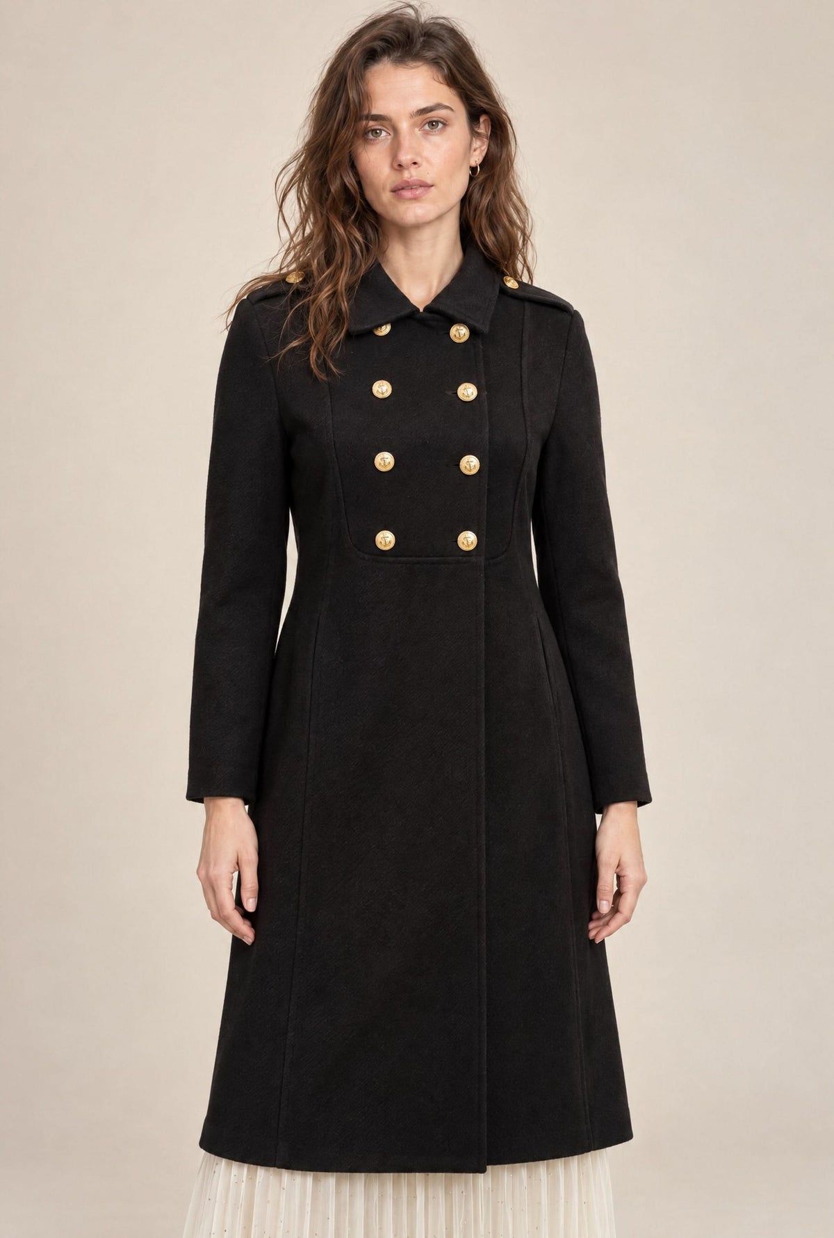 Black Military Long Coat