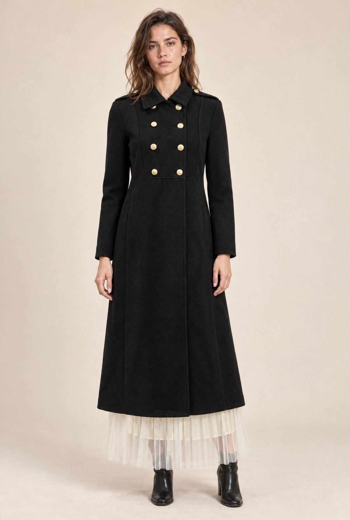 Black Military Long Coat