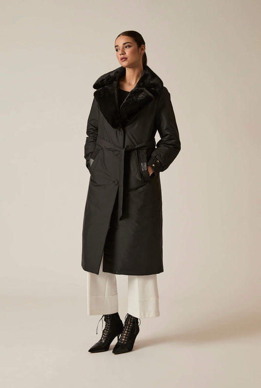 Black Padded Faux Fur Coat
