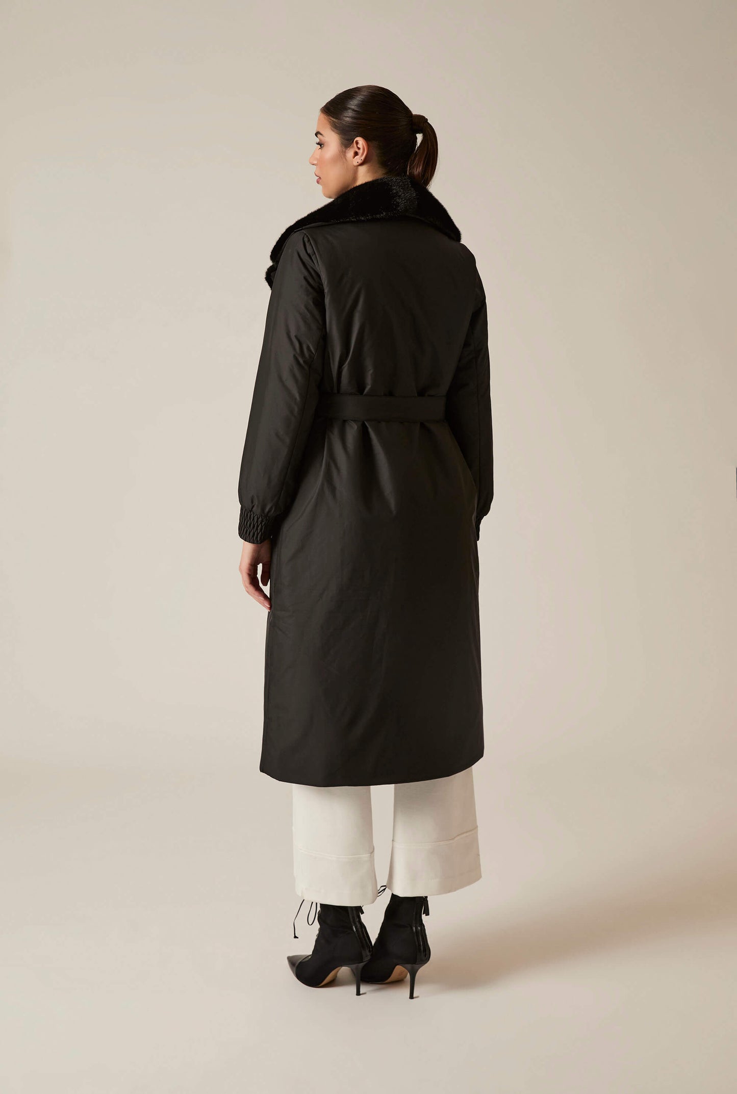 Black Padded Faux Fur Coat