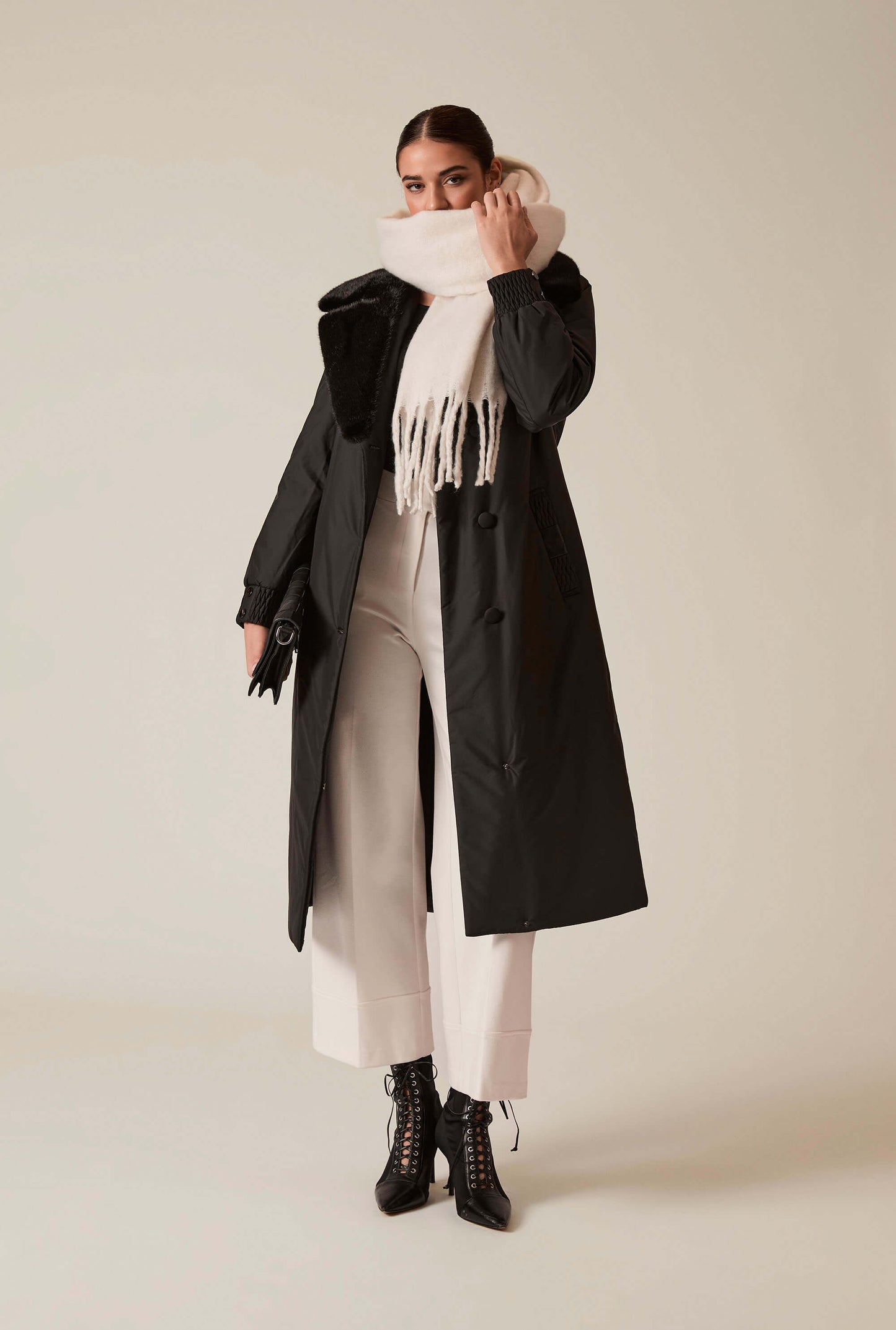 Black Padded Faux Fur Coat