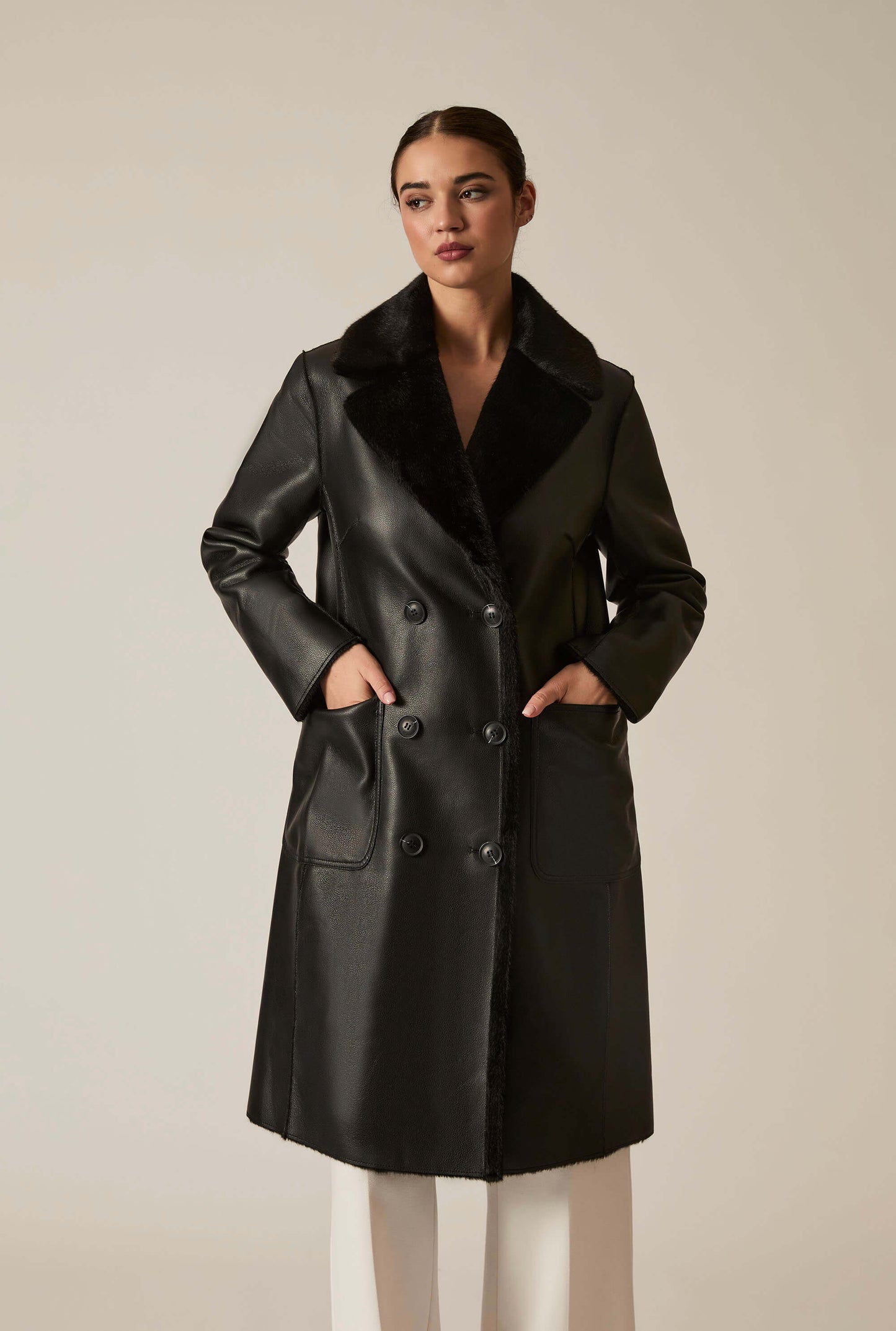 Black Reversible Faux Fur Coat