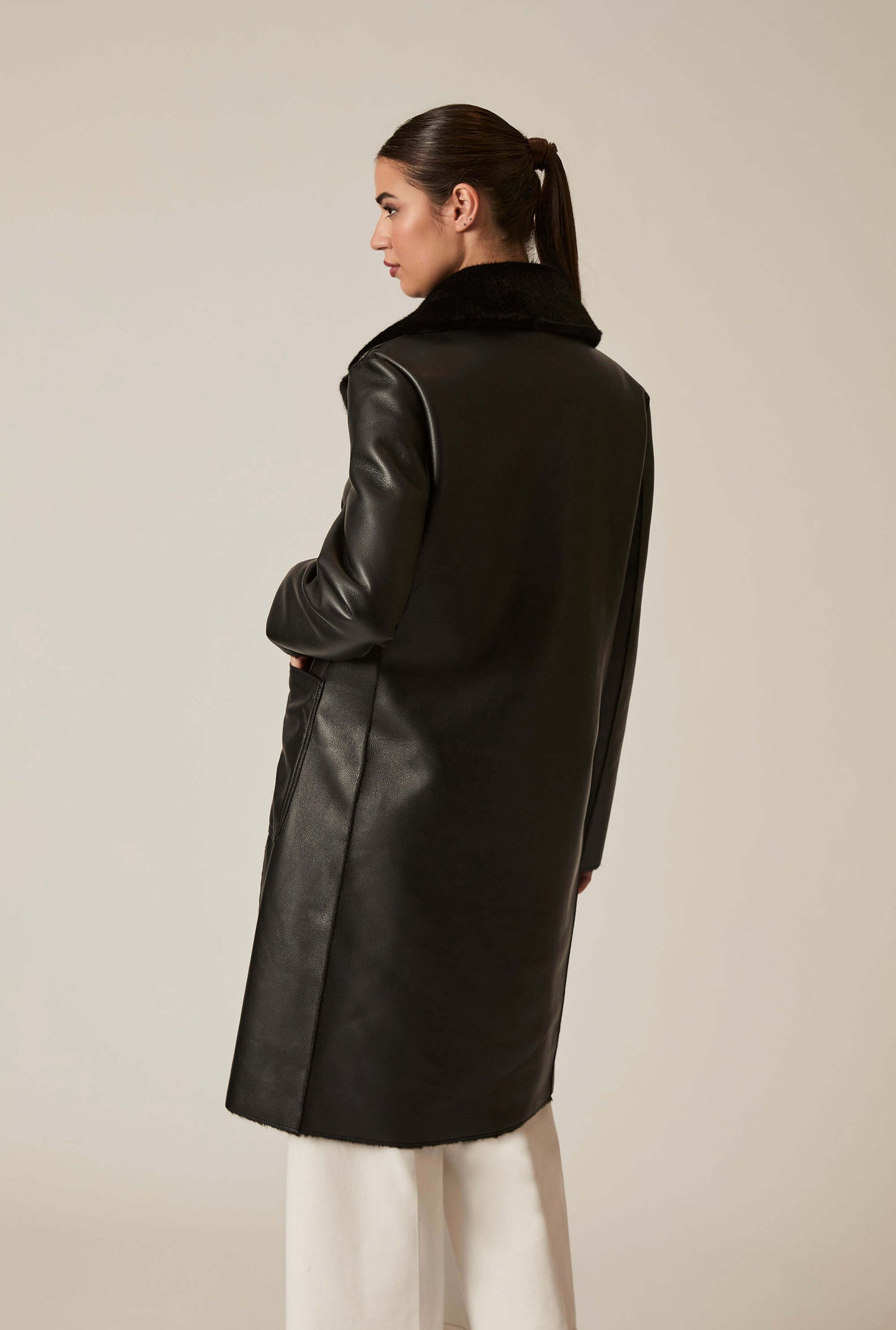 Black Reversible Faux Fur Coat