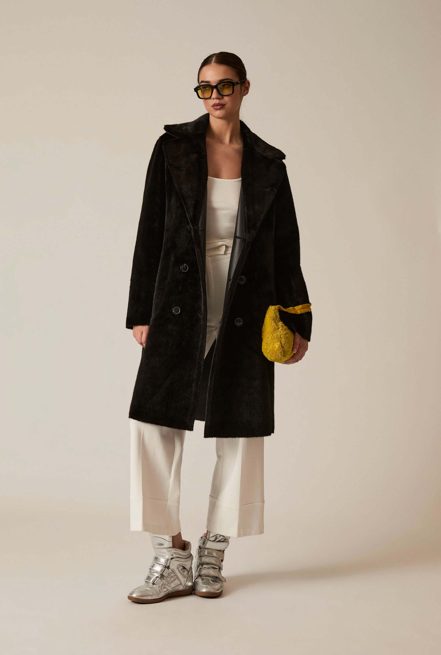 Black Reversible Faux Fur Coat