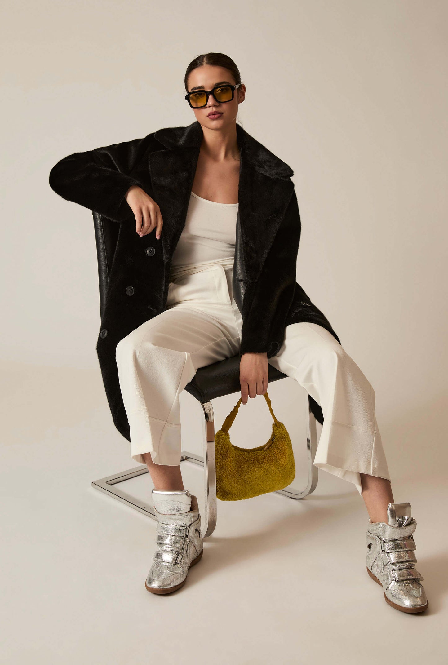 Black Reversible Faux Fur Coat