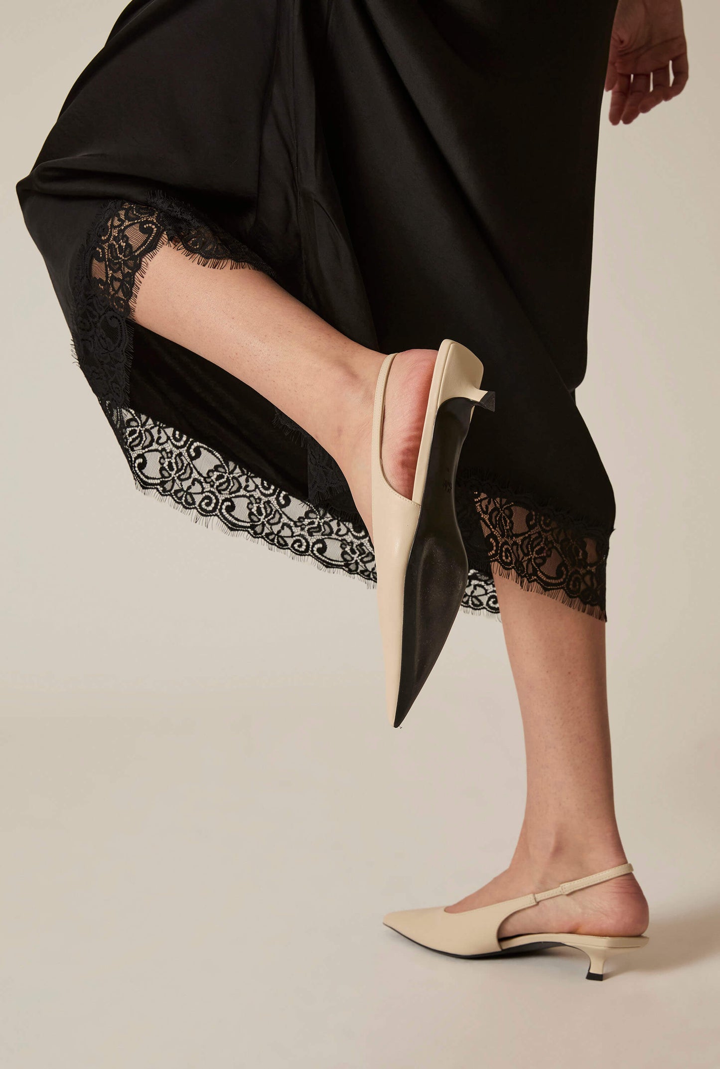 Black Satin Lace Maxi Skirt