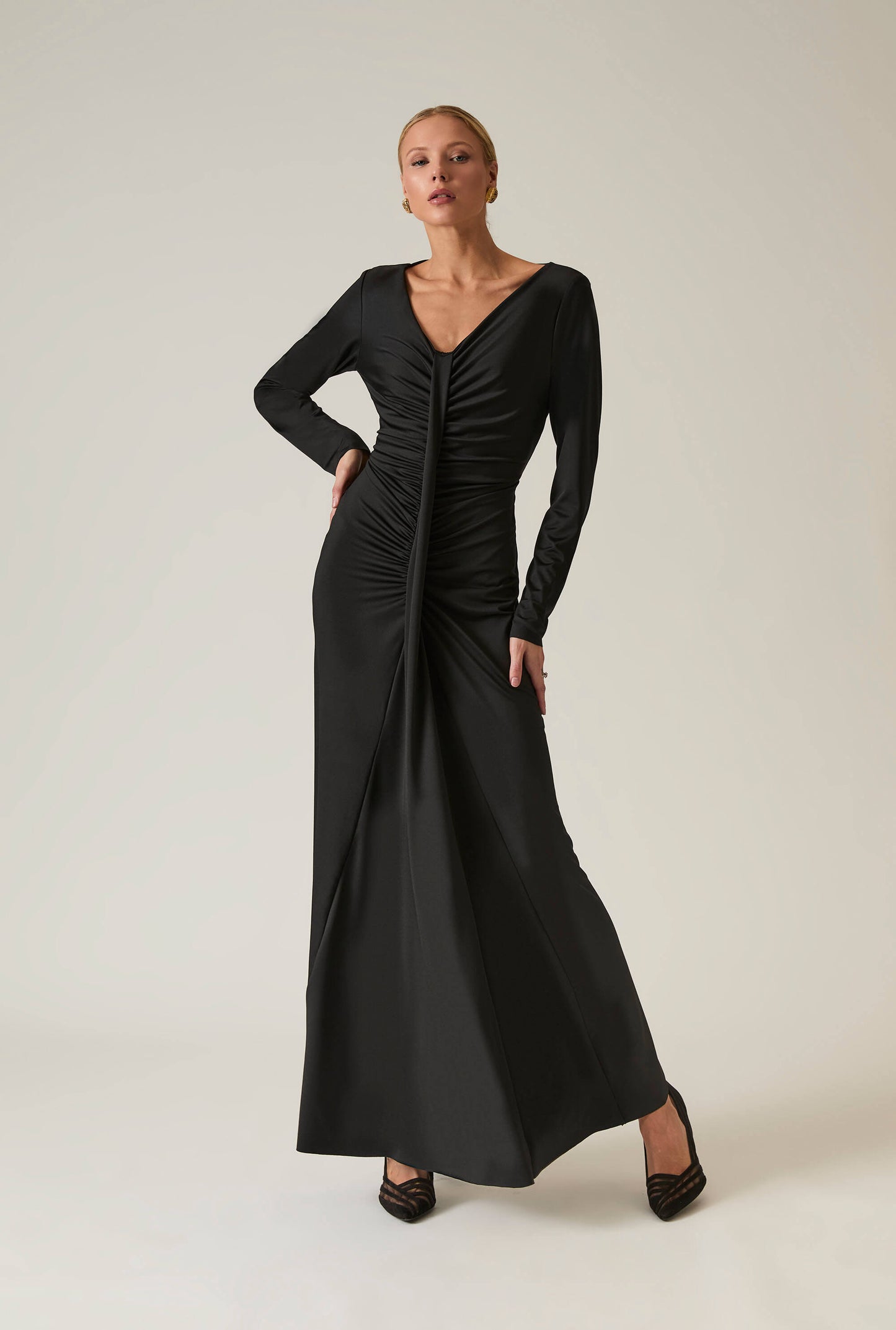 Black Sculpted Maxi Dress