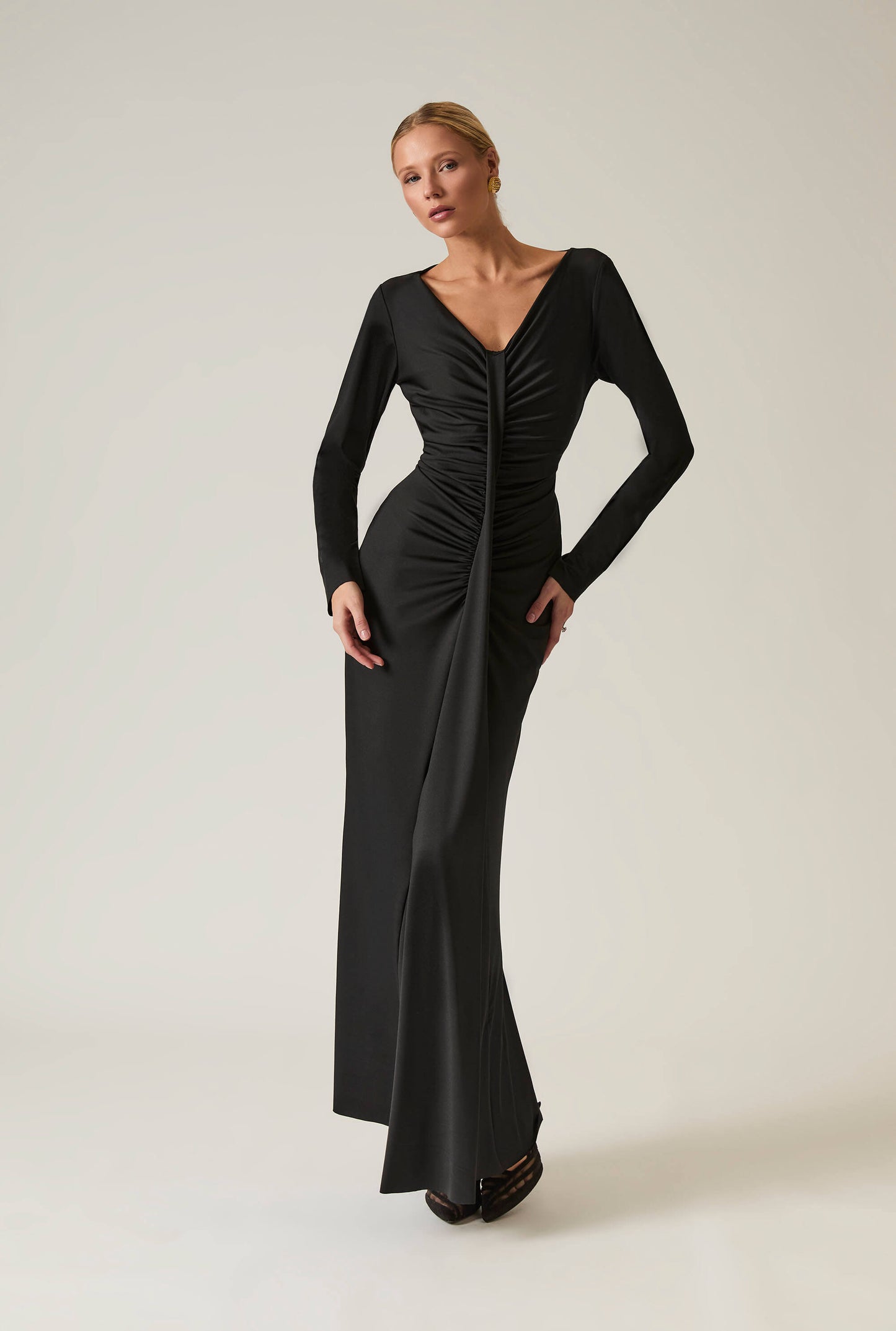 Black Sculpted Maxi Dress