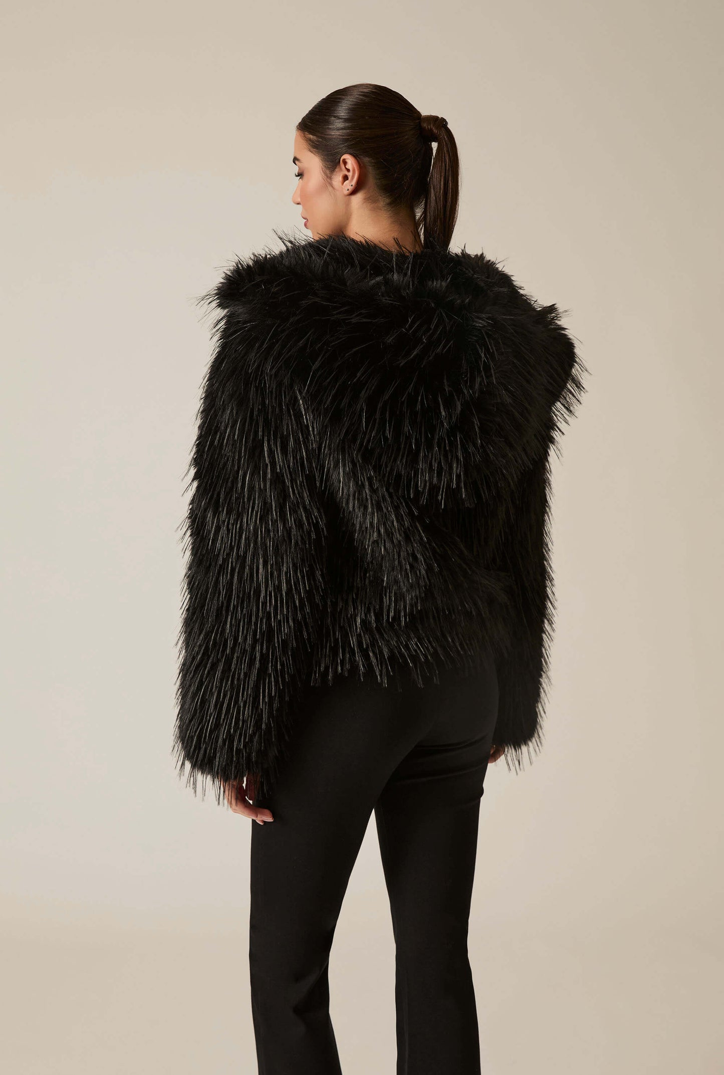 Black Shaggy Faux Fur Jacket