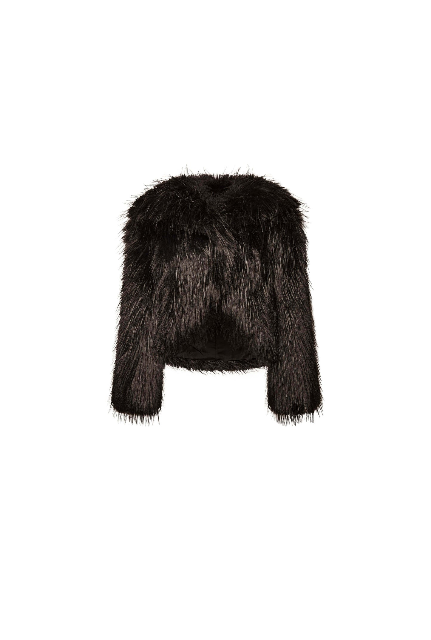 Black Shaggy Faux Fur Jacket