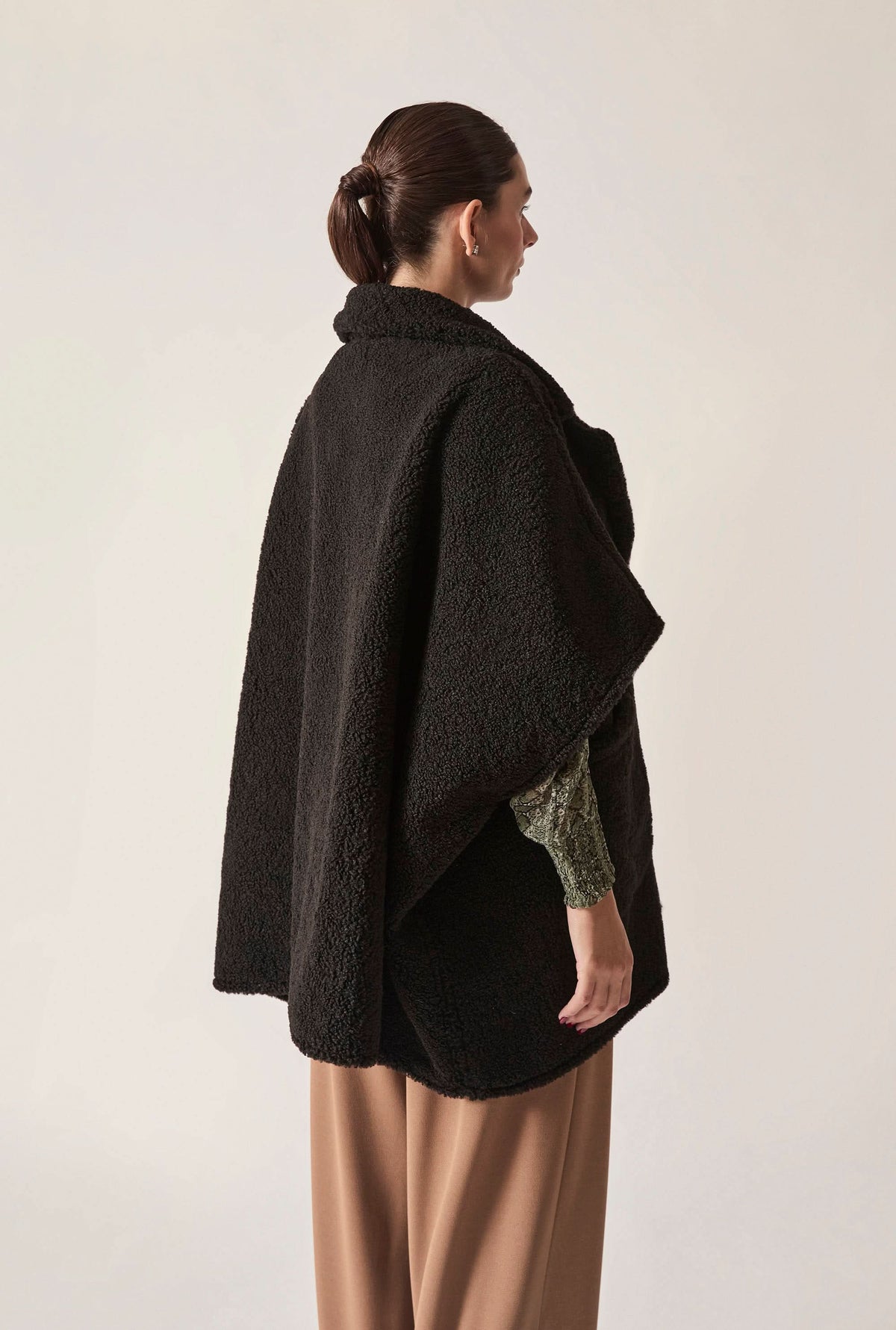 Black Teddy Button Cape