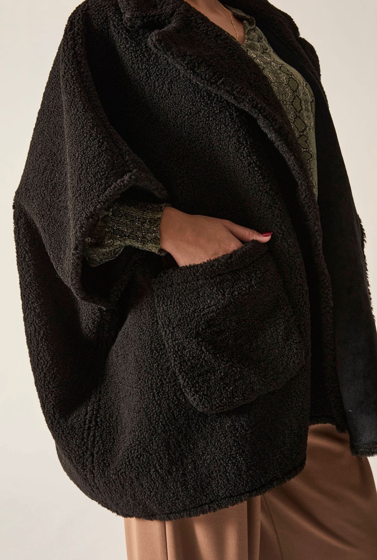 Black Teddy Button Cape