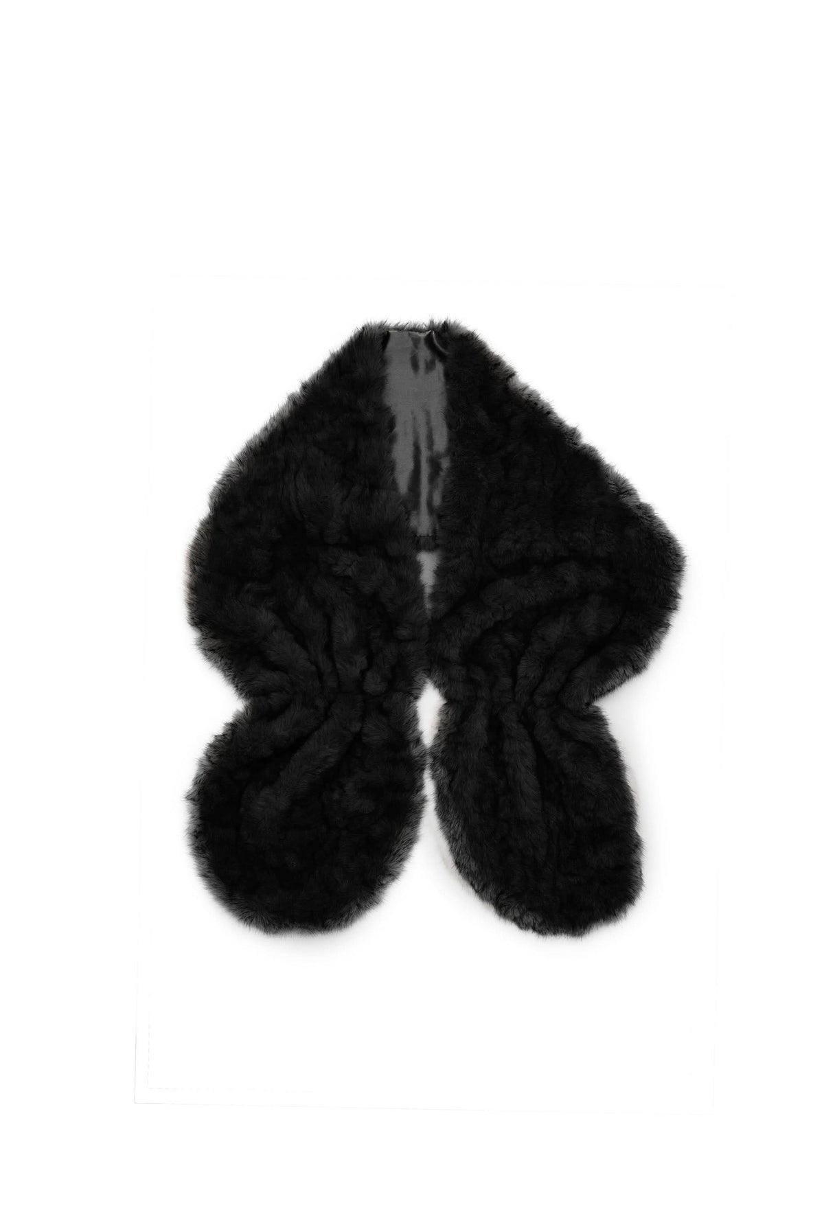 Black Textured Faux Fur Collar