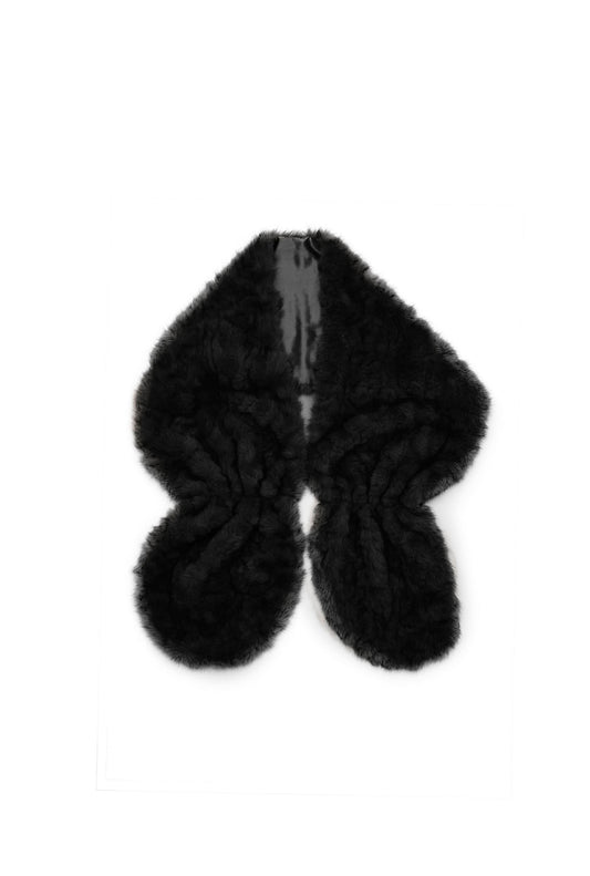 Black Textured Faux Fur Collar