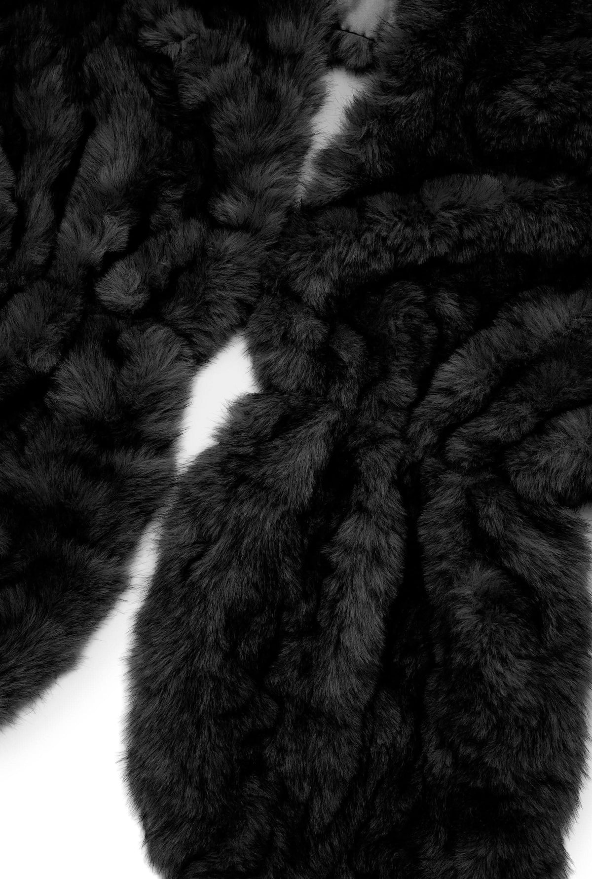 Black Textured Faux Fur Collar
