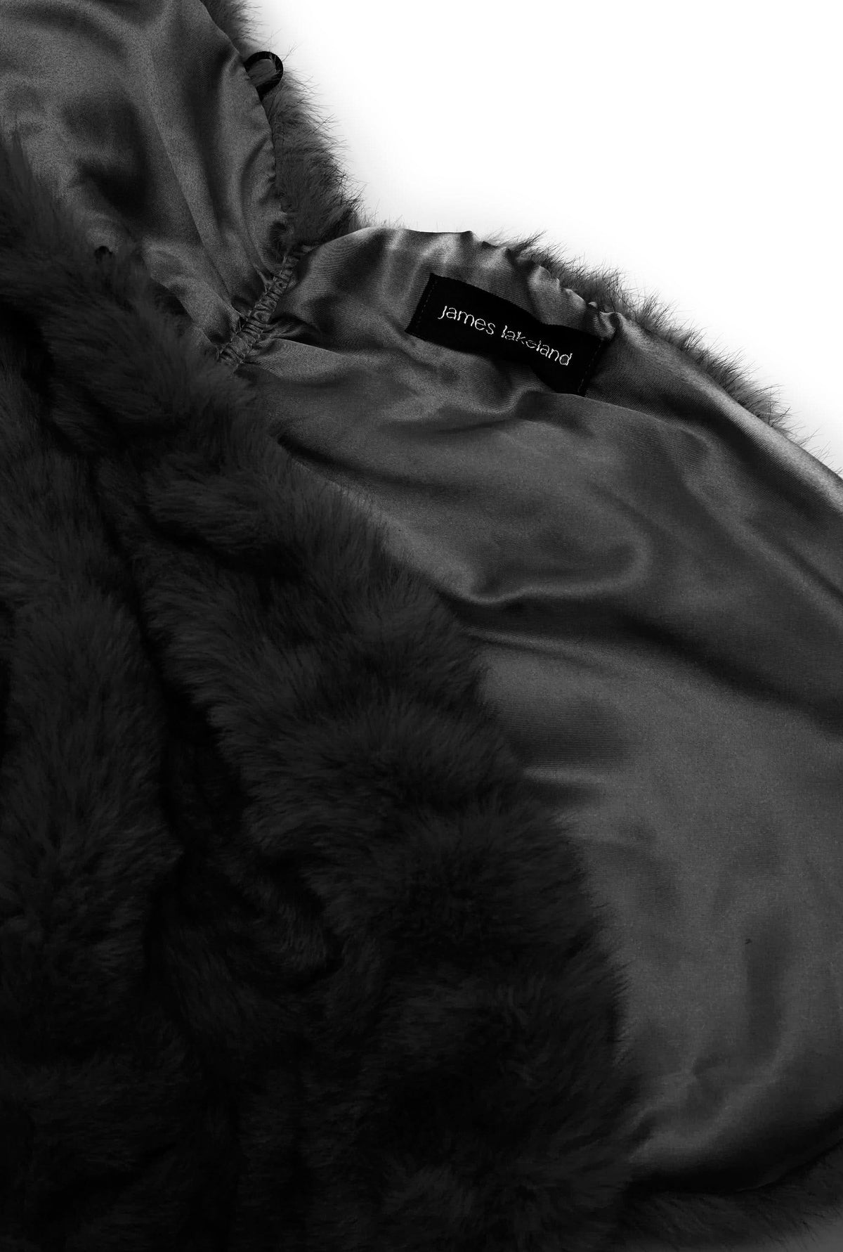 Black Textured Faux Fur Collar