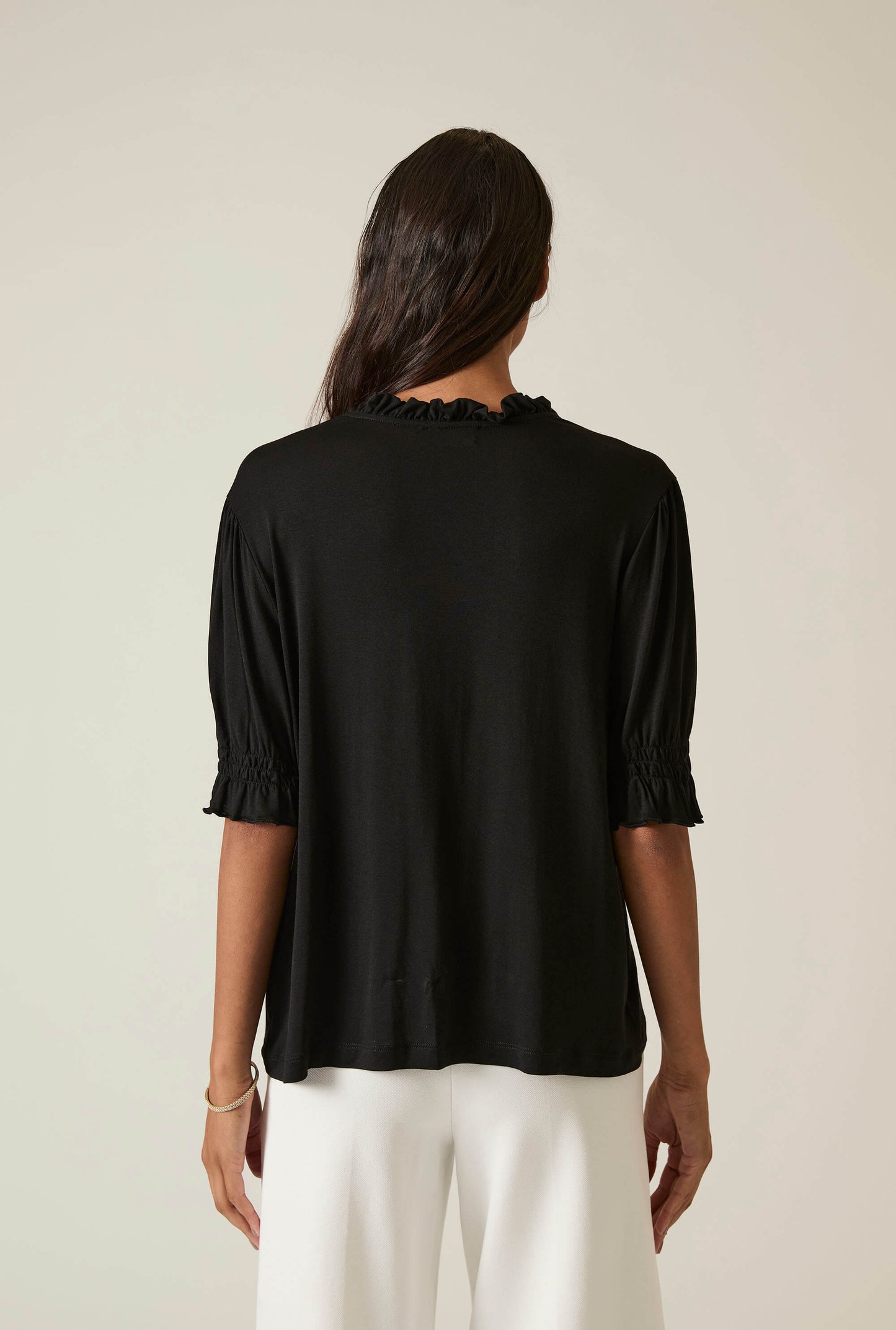 Black V-neck Jersey Blouse