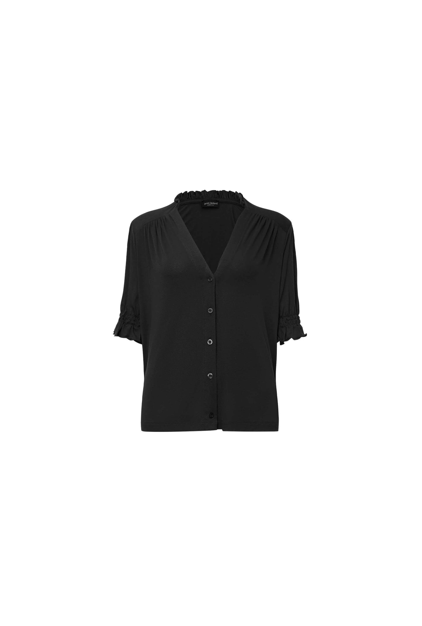 Black V-neck Jersey Blouse