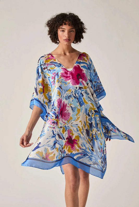Blue Floral Mosaic Kaftan
